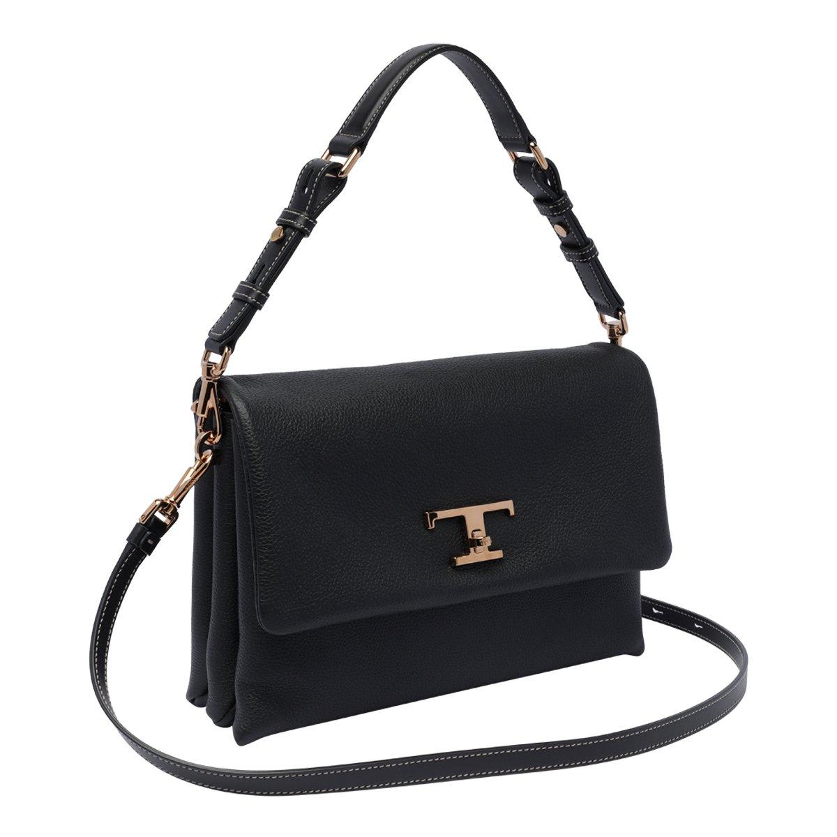 Shop Tod's Logo-plaque Shoulder Bag In Nero