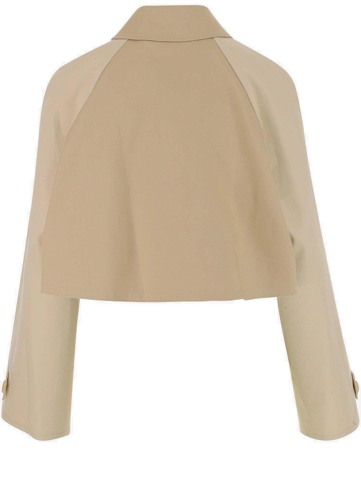 Shop Palm Angels Palm Plaque Cropped Trench Coat In Beige