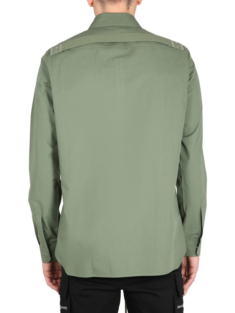 Rick Owens Shirt With Pockets And Epaulettes In Green