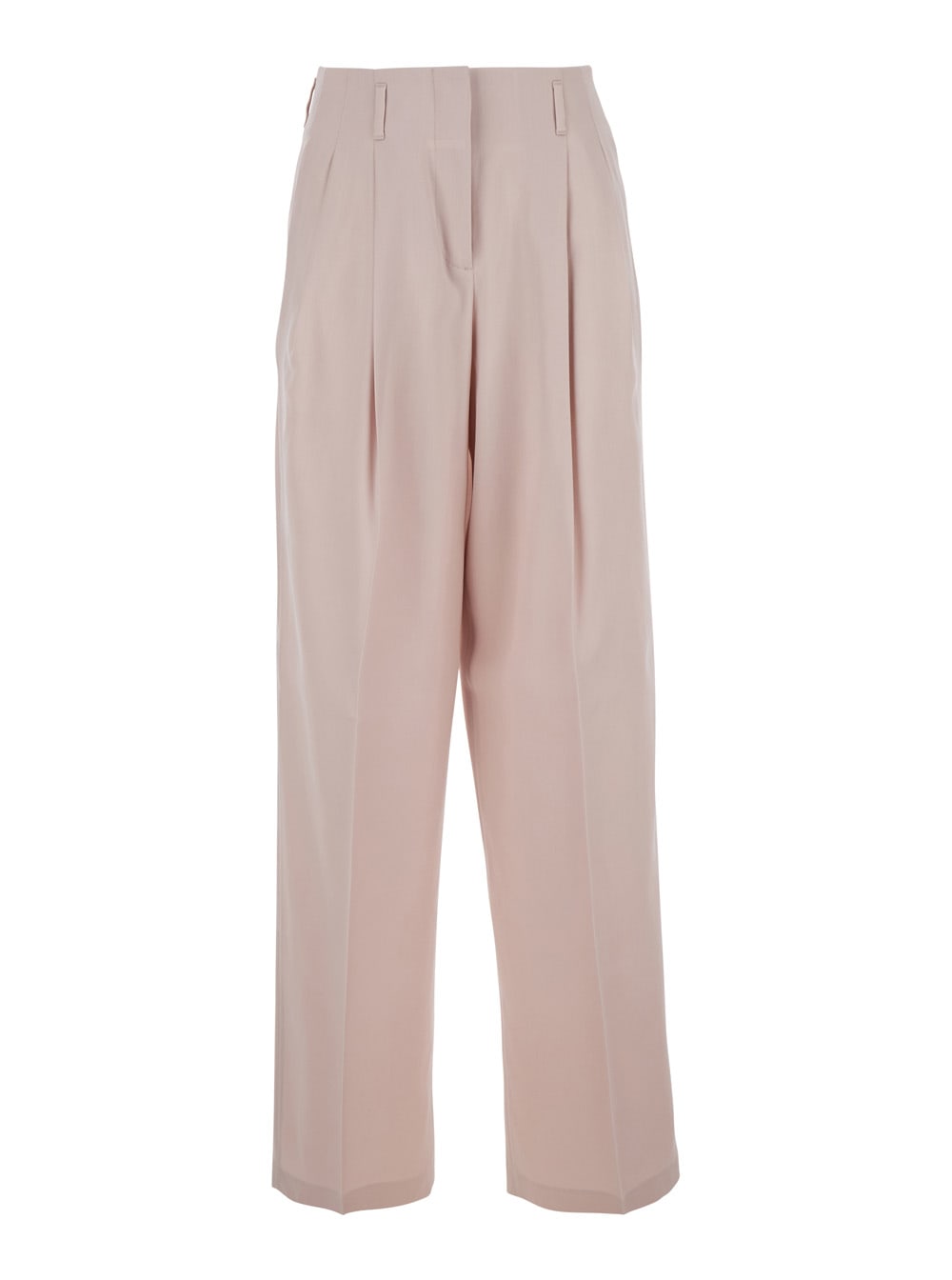 Golden Goose Flavia Pink Pants With Front Pences And Rear Logo Charm Detail In Wool Woman In Multi