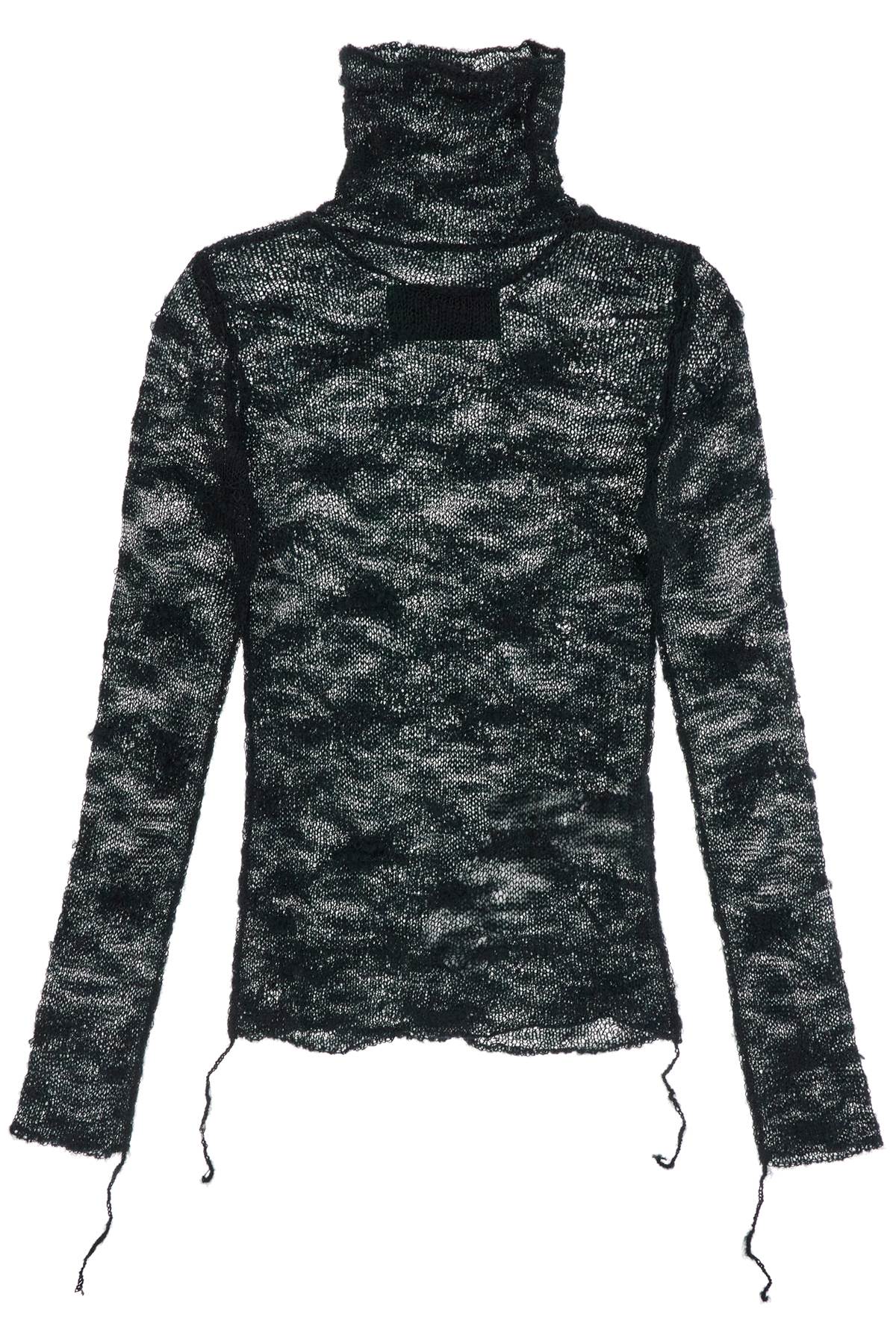 Shop Mm6 Maison Margiela Distressed High-neck Pullover Sweater In Black (black)