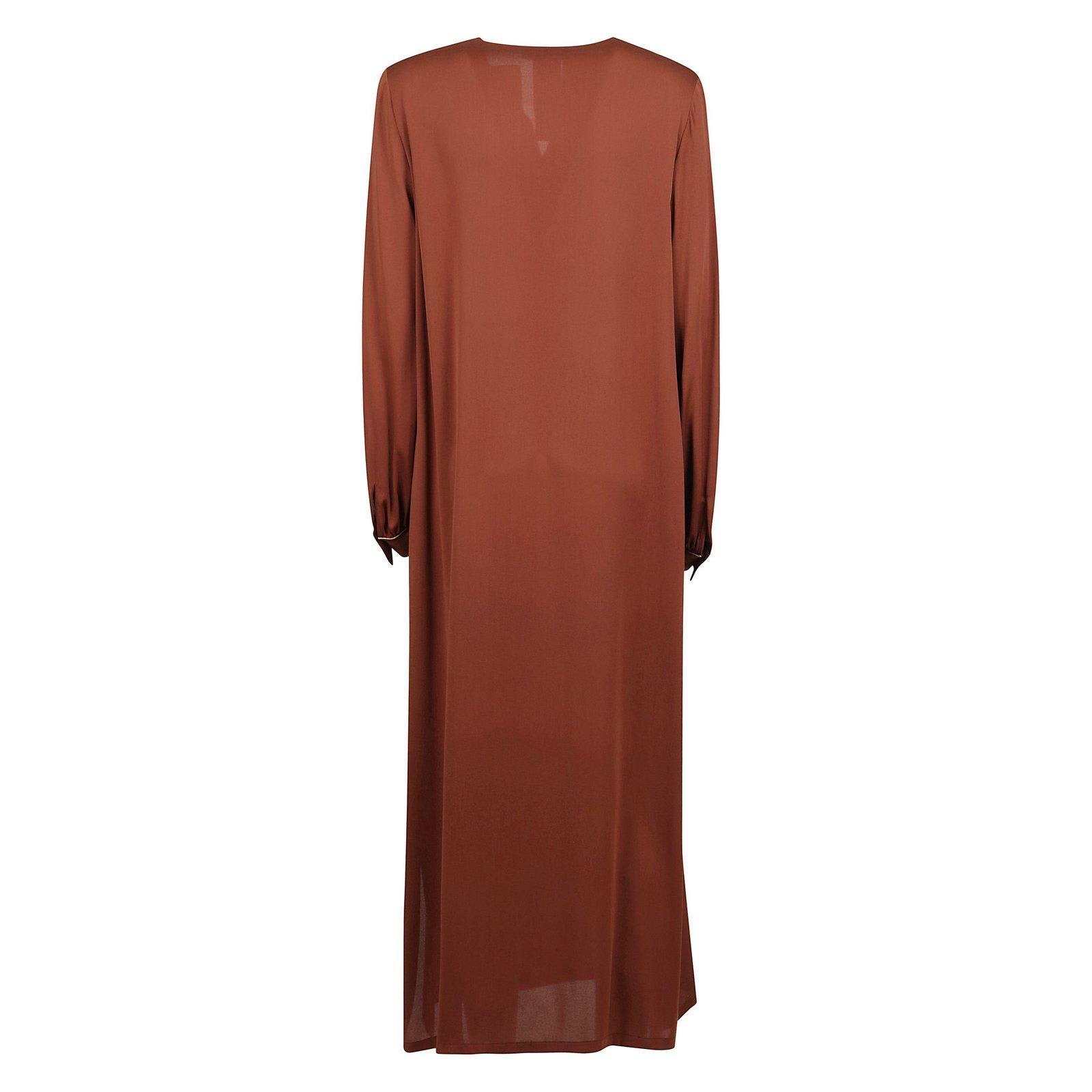Max Mara Sansone V-neck Long-sleeved Dress In Gray