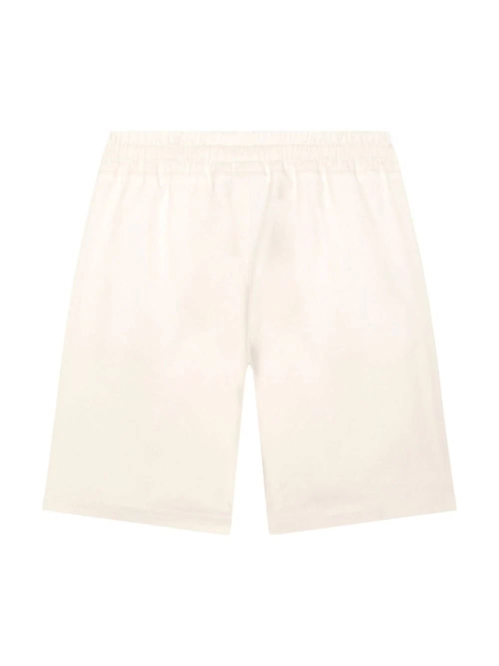 Shop Dolce & Gabbana Beige Bermuda Shorts With Embroidered Logo In White