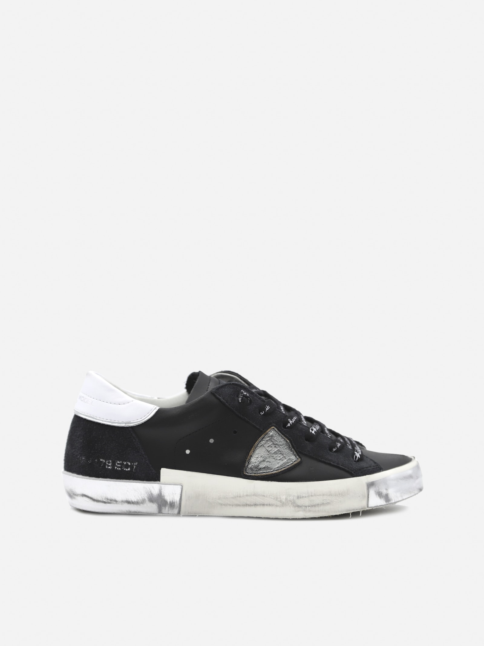 Philippe Model Logo-patch Lace-up Low-top Sneakers In Black