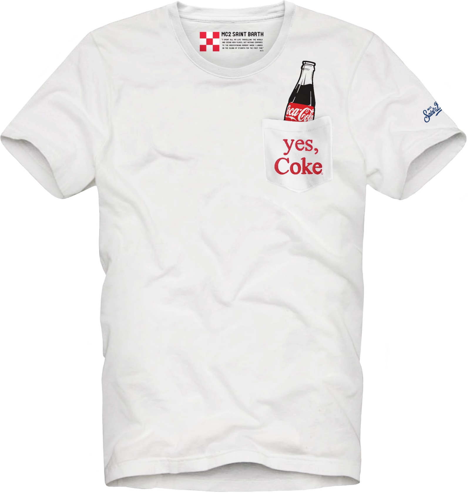 MC2 SAINT BARTH COLA BOTTLE PRINTED T-SHIRT WITH EMBROIDERED POCKET,34444