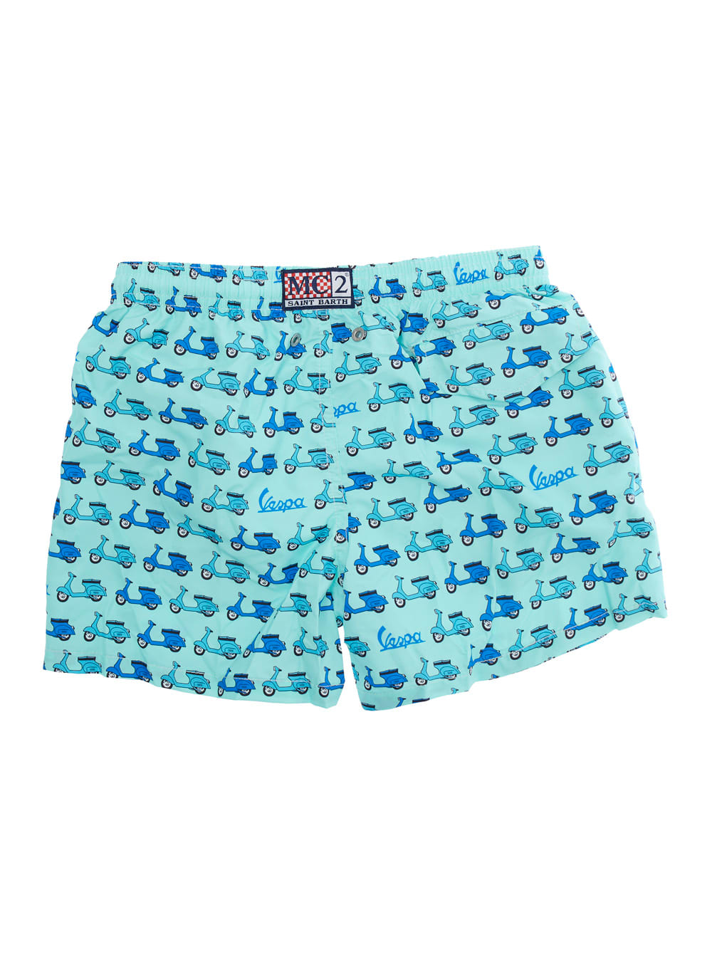 MC2 SAINT BARTH JEAN LIGHTING LIGHT BLUE SWIM SHORTS WITH ELASTIC DRAWSTRING WAIST AND ALL-OVER PRINT IN TECH FABRIC 