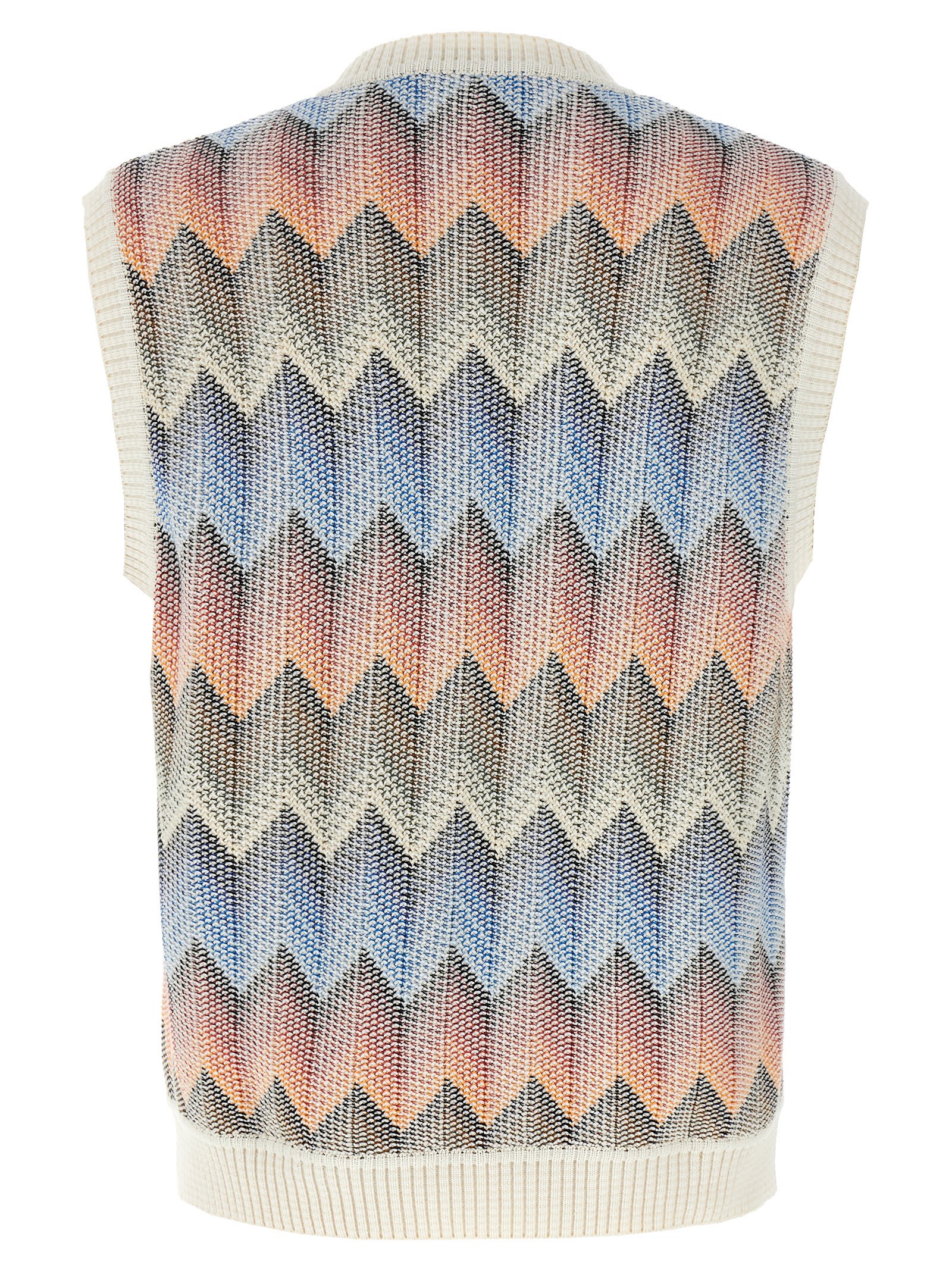 Missoni Zigzag Pattern Sleeveless V-neck Vest In Multicolor