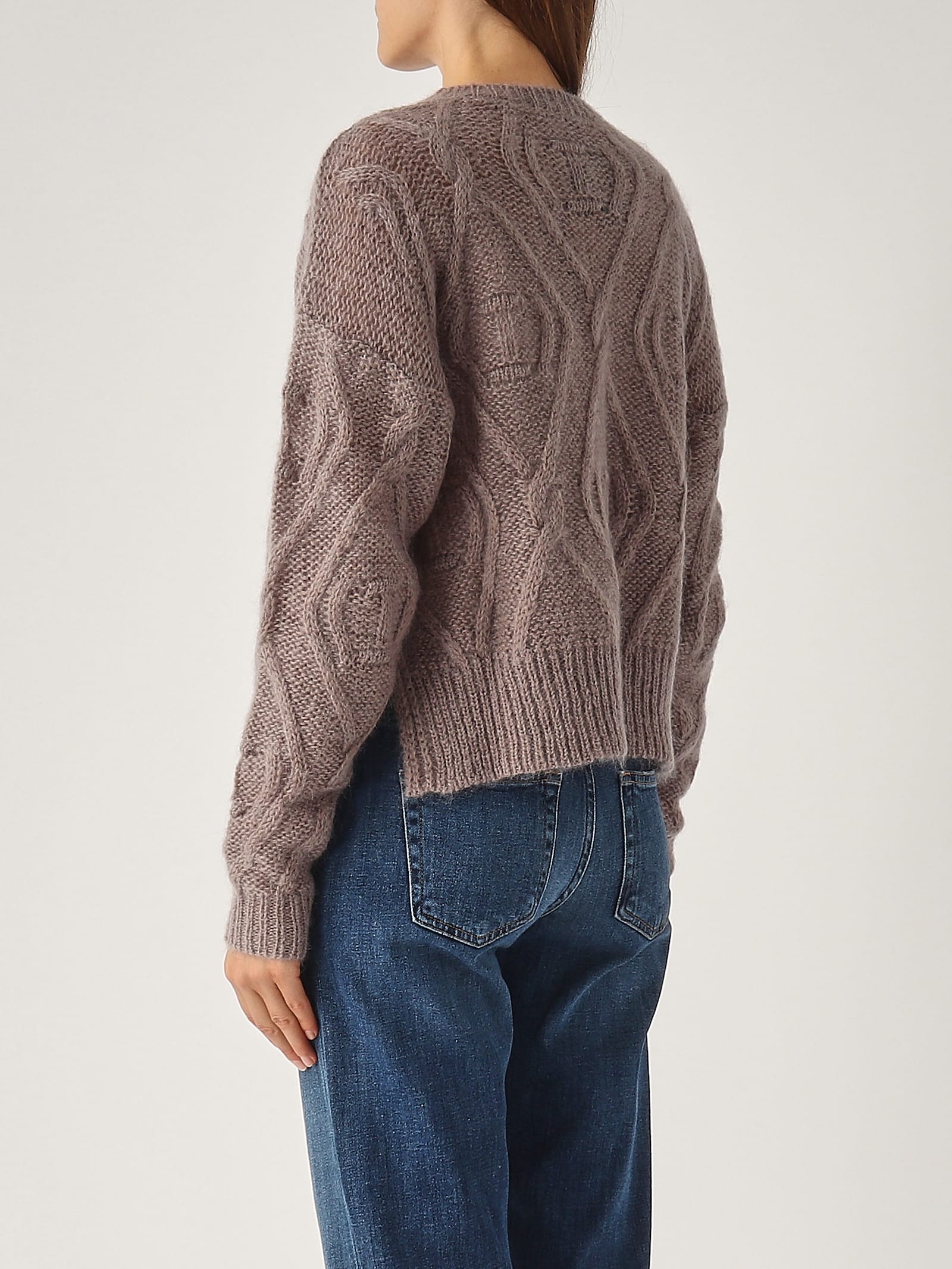 Shop Twinset Wool Sweater In Tortora Scuro