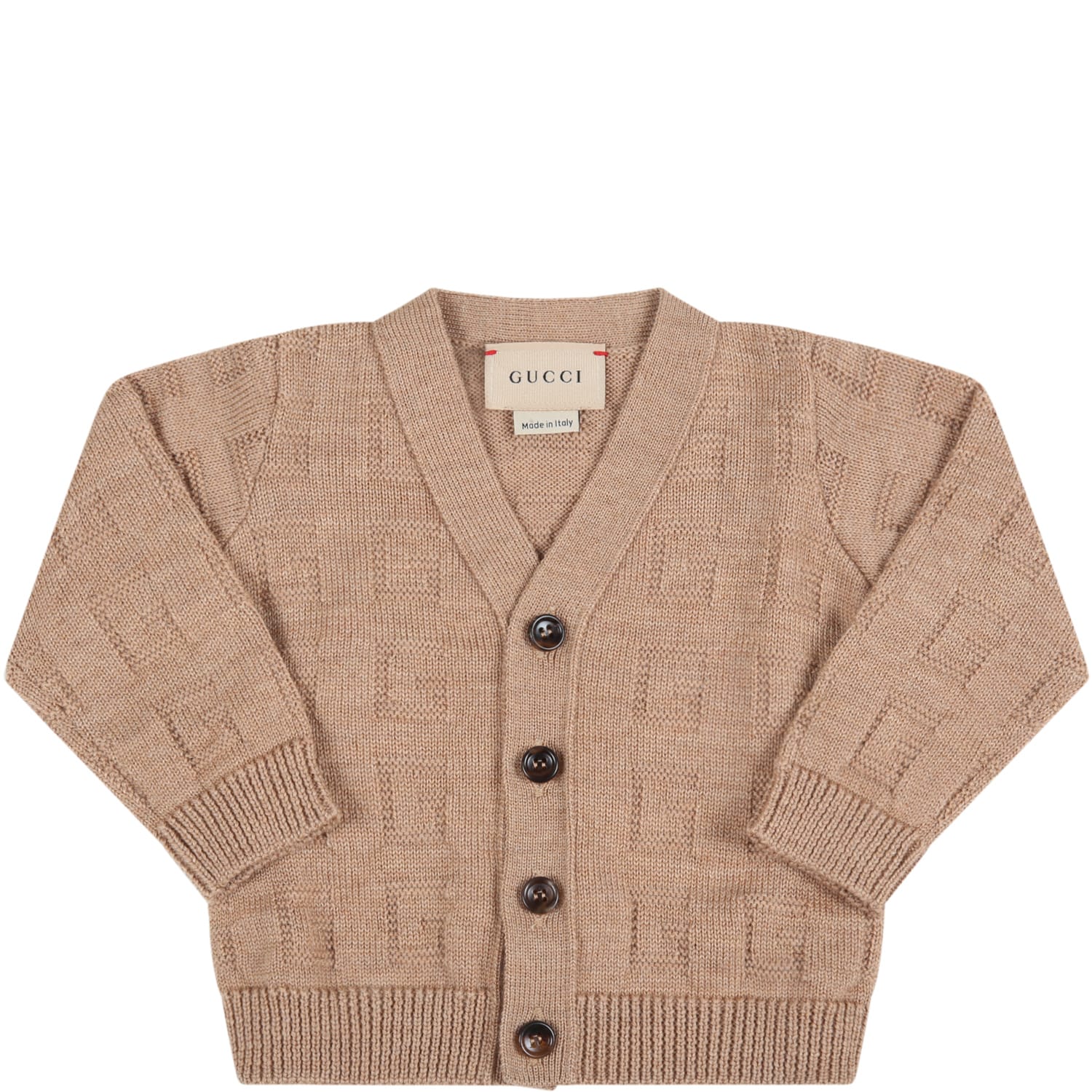 Gucci Brown Cardigan For Baby Kids With Logo