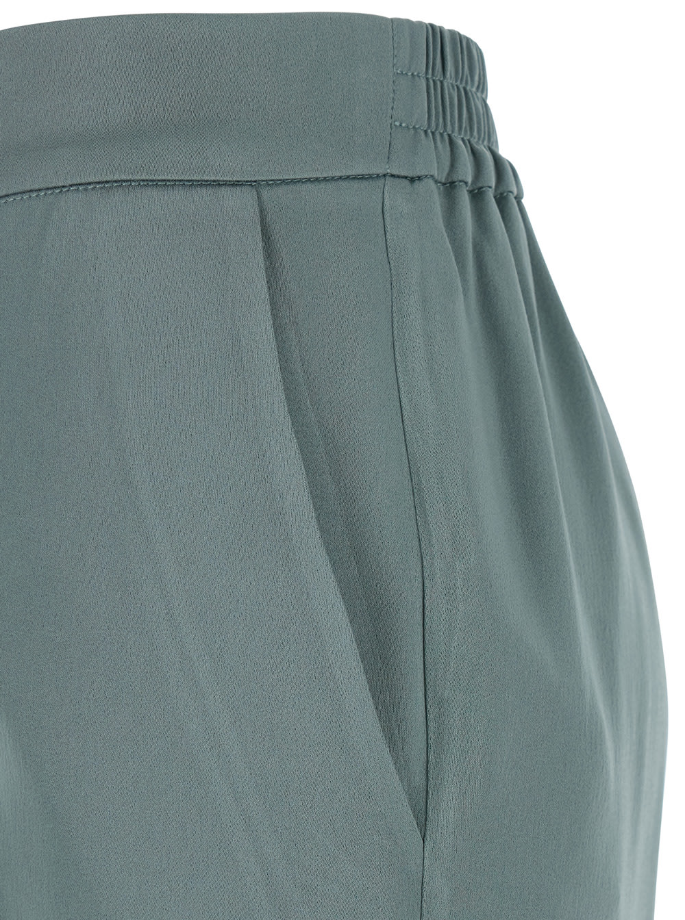 Semicouture Blue Trousers With Elastic Waist And Front Pleats In Fabric Woman In Blue