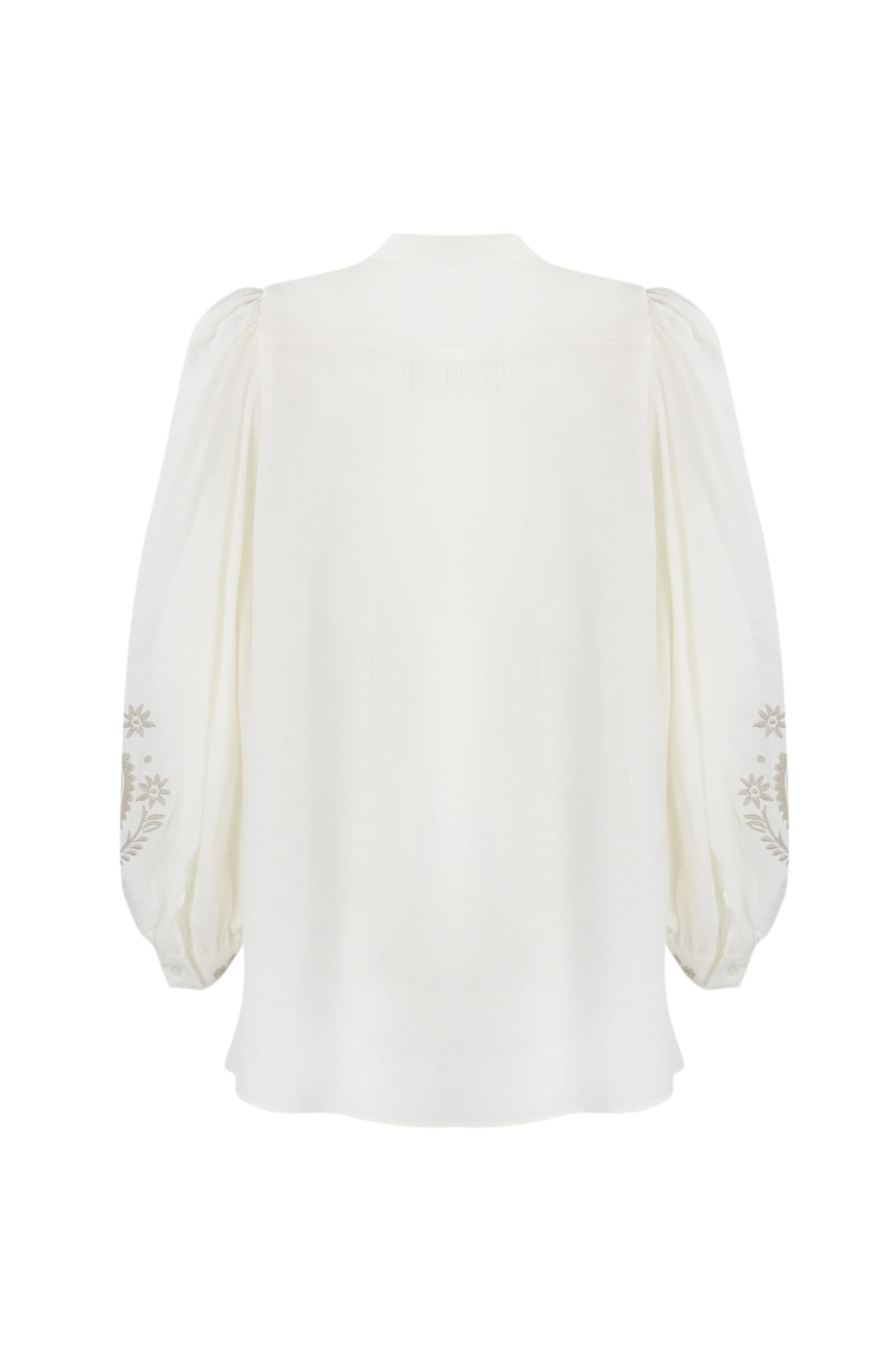 Shop Weekend Max Mara Linen Canvas Shirt With Carnia Embroidery In Off White