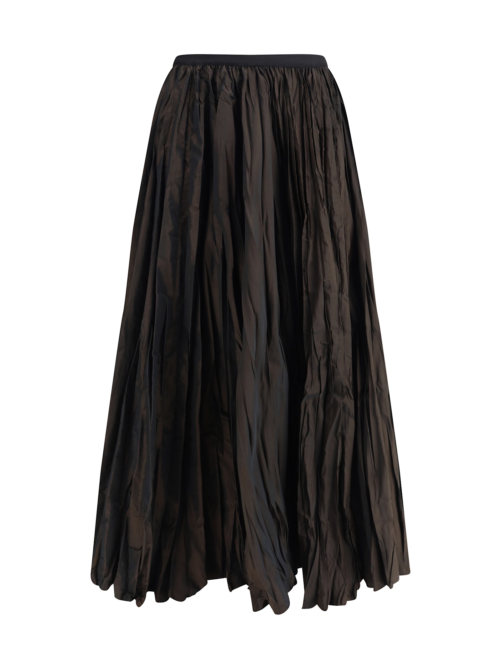 Sara Roka Crinkle-effect Design Pleated Midi Skirt In Brown