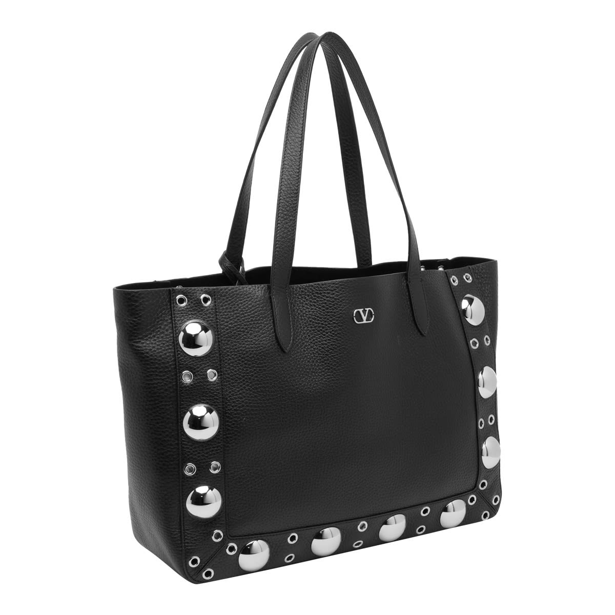 Valentino Nellcôte Medium Shopping Bag In Garnet Calfskin In Black