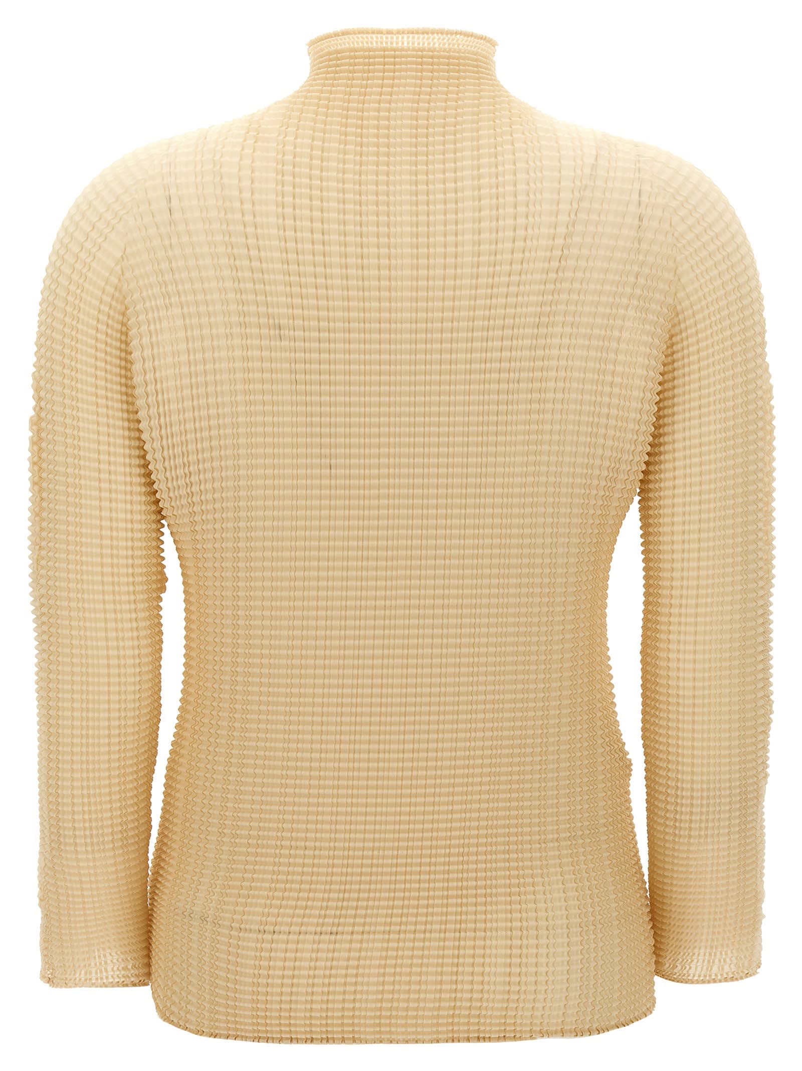 Issey Miyake Womens 40-light Beige Pleated High-neck Woven Top