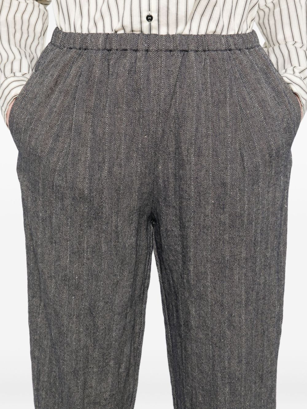 Apuntob Wool And Linen Blend Trousers In Gray
