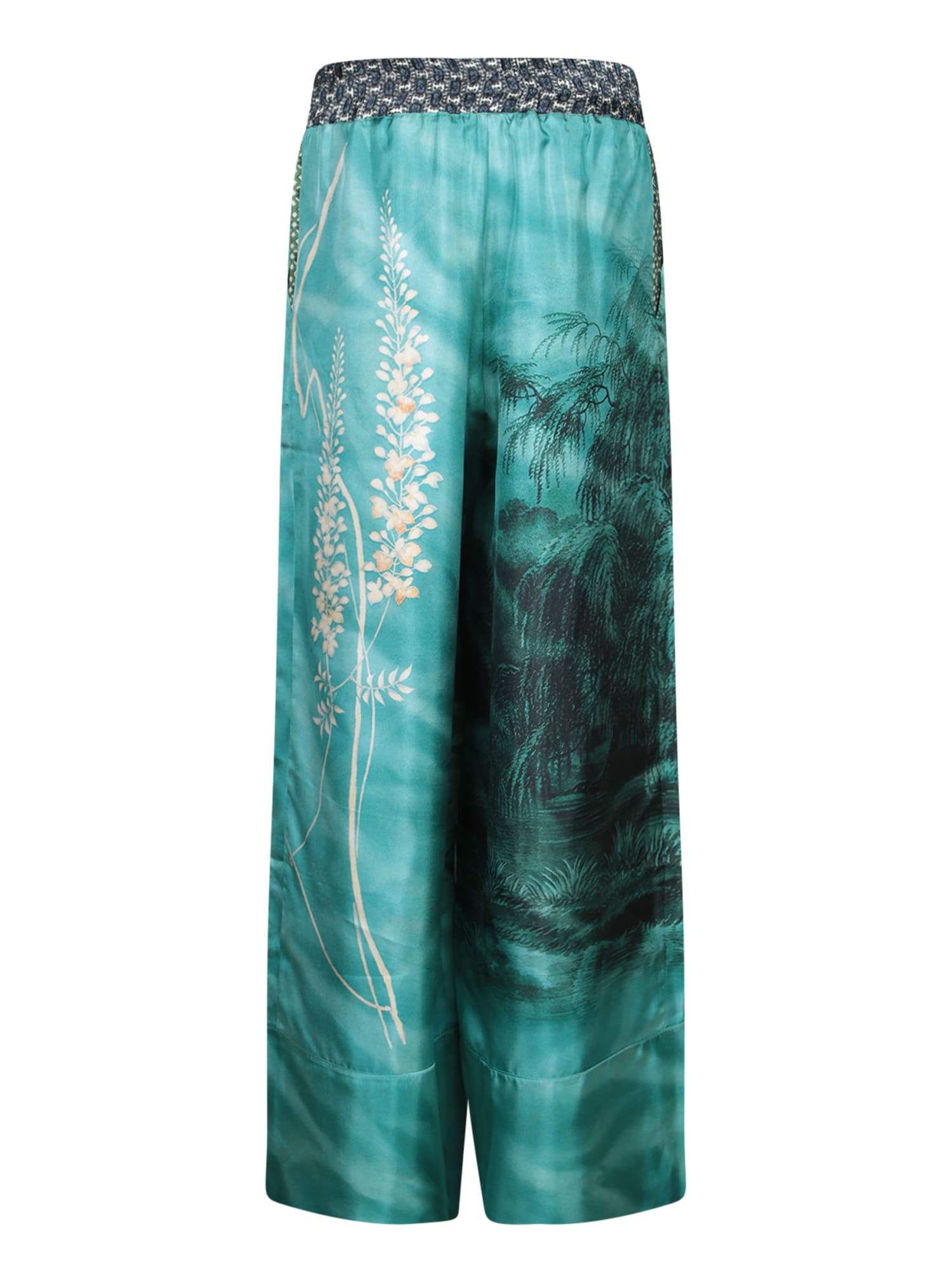 Shop Pierre-louis Mascia Aloes Green Multicolor Trousers