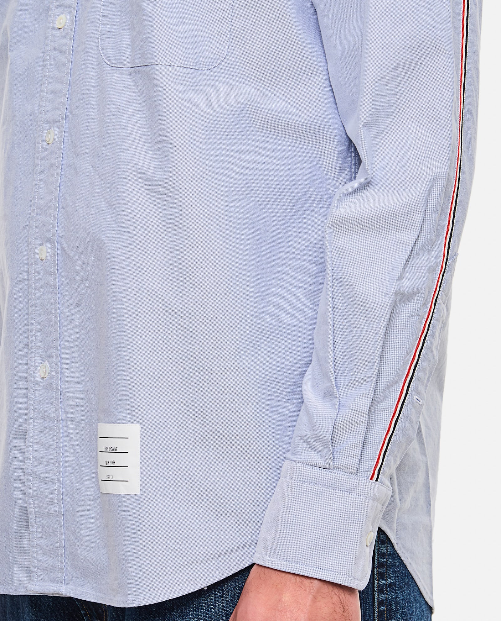 Thom Browne 'oxford Signature Striped Shirt In In Clear Blue