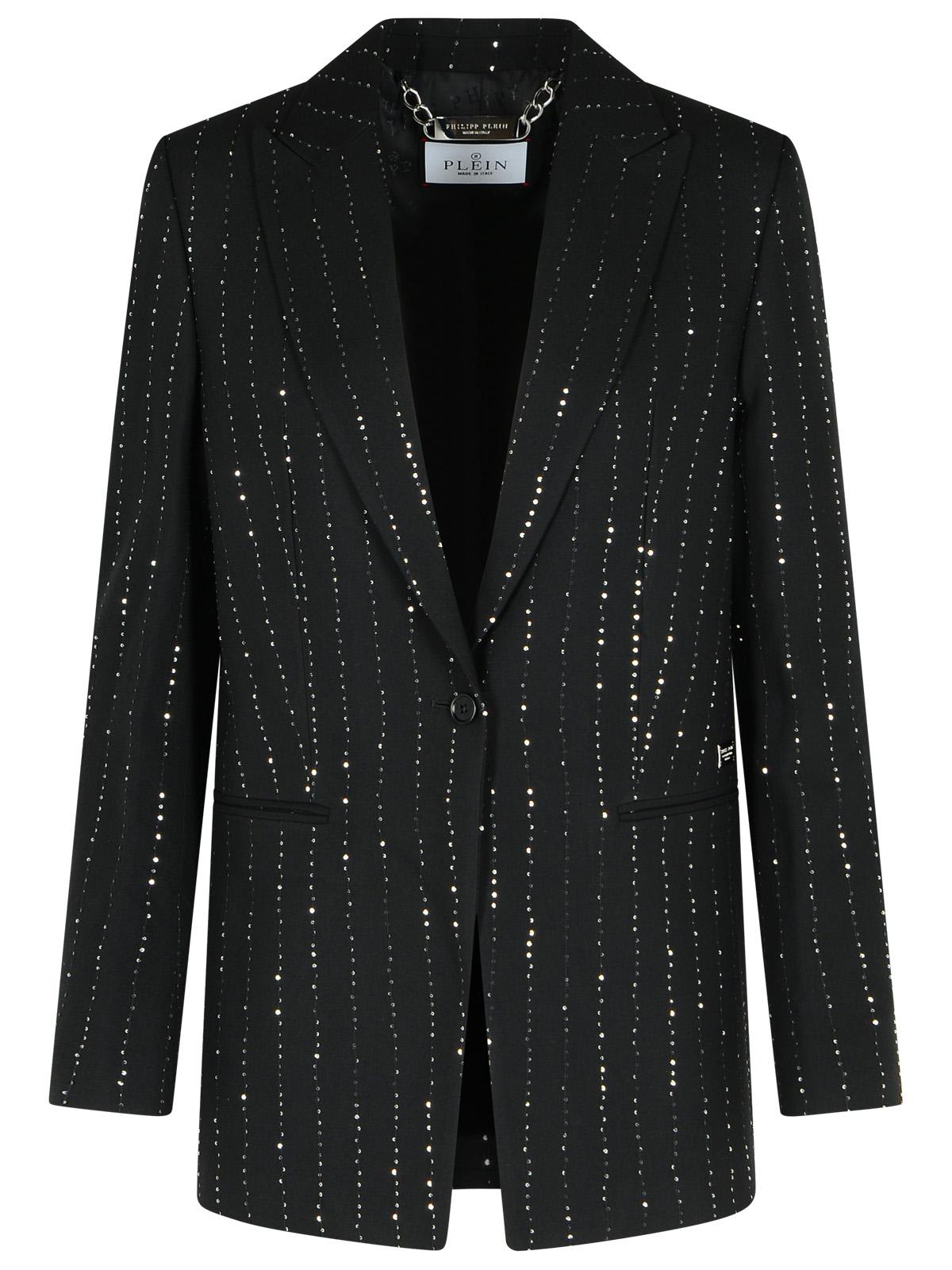 Philipp Plein Sequin Embellished Boyfriend Fit Blazer In Black