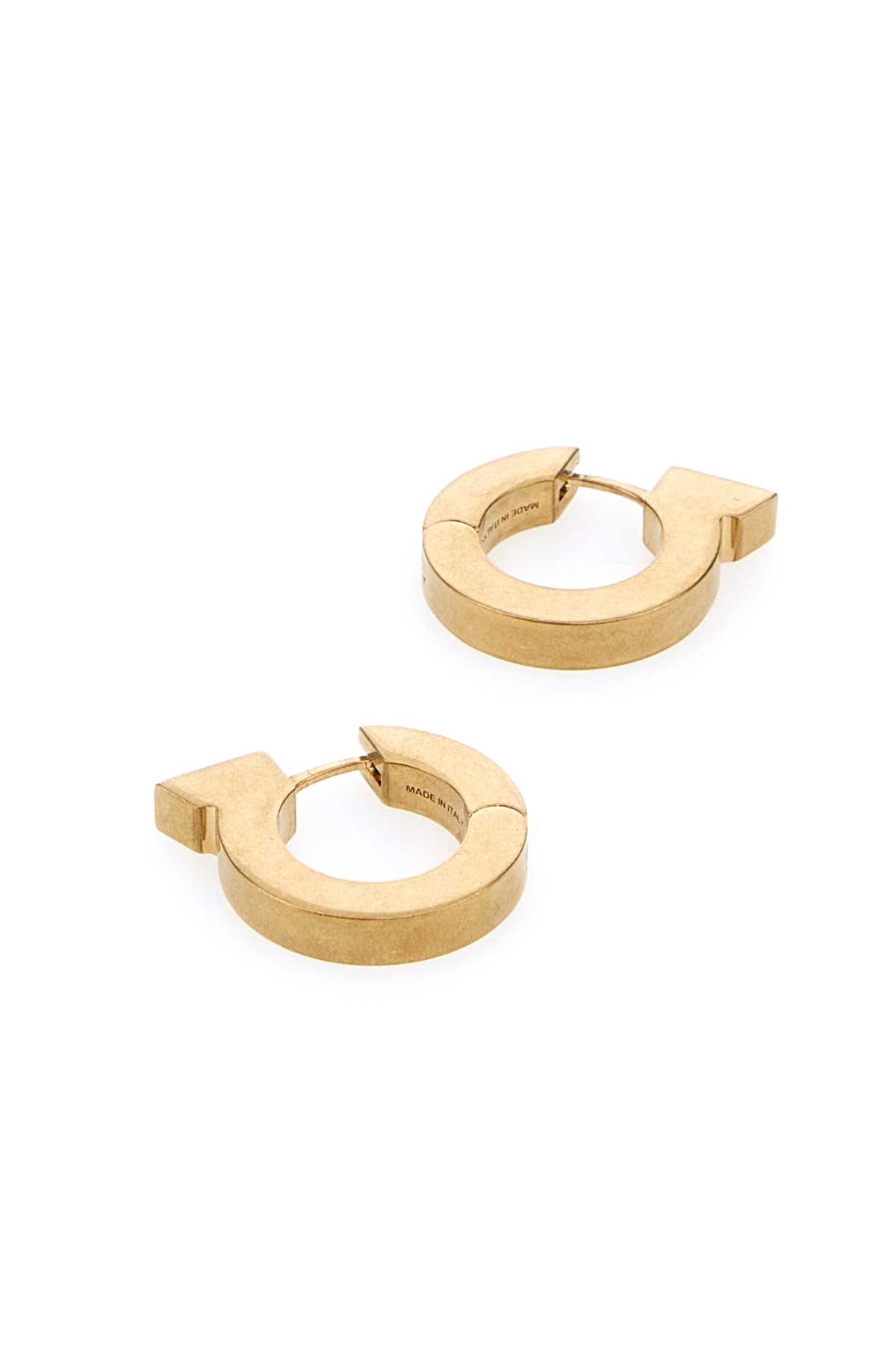 Shop Ferragamo Gold Metal Gancini Earrings In Oromatt