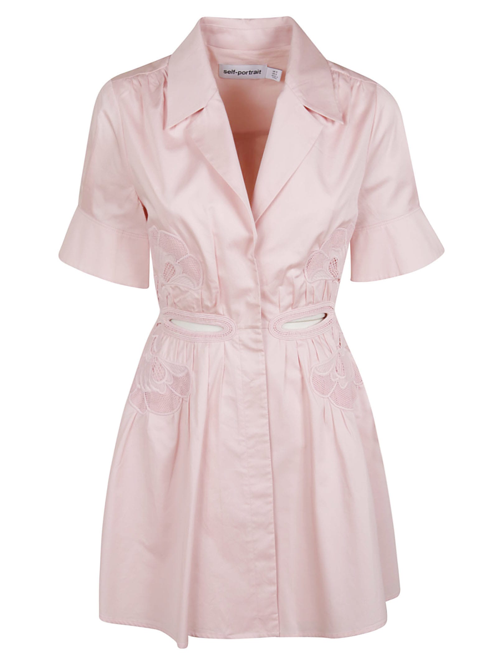 self-portrait Pink Organic Cotton Cut-out Mini Dress