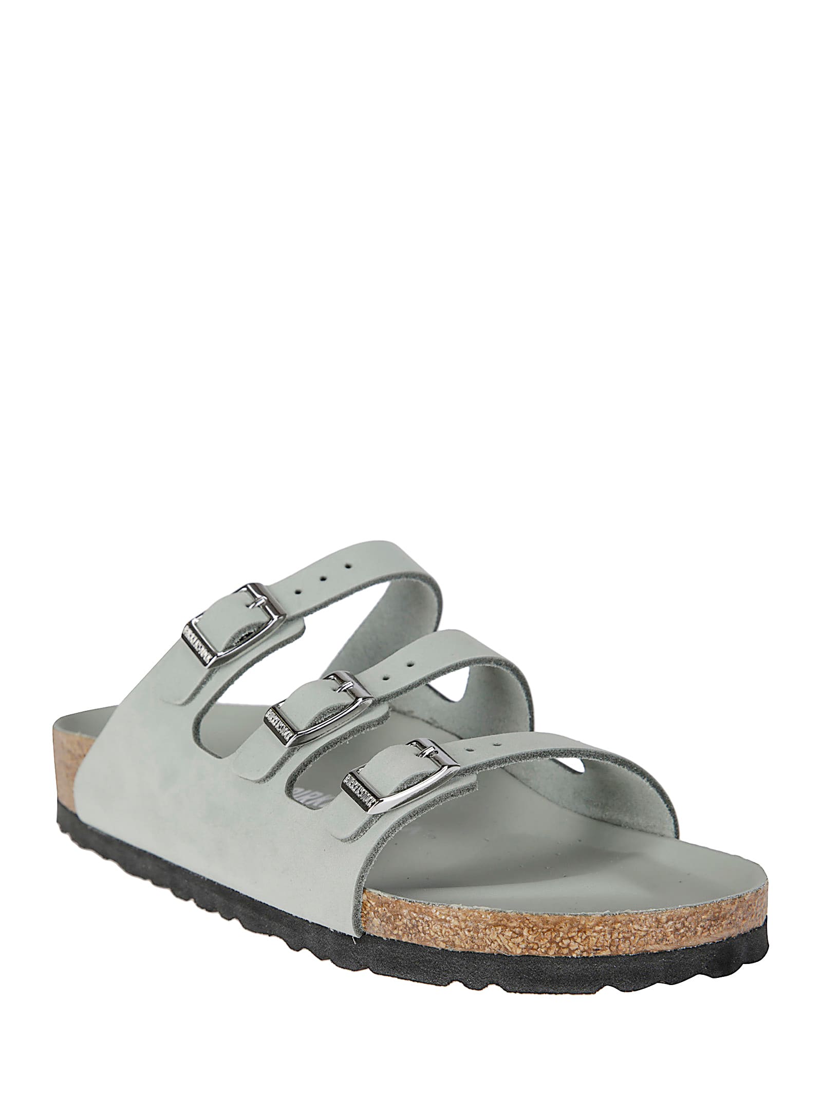 Birkenstock 'florida' Green Sandals With Buckle With Logo In Green