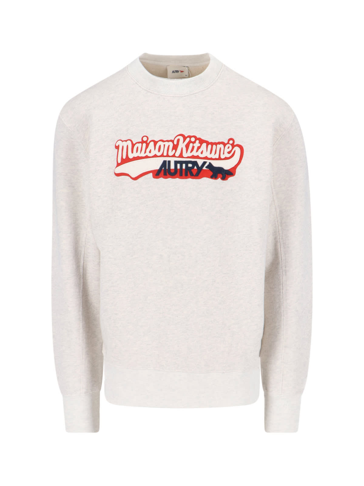 Autry Light Grey Cotton Sweatshirt With Embroidered Logo In Neutral