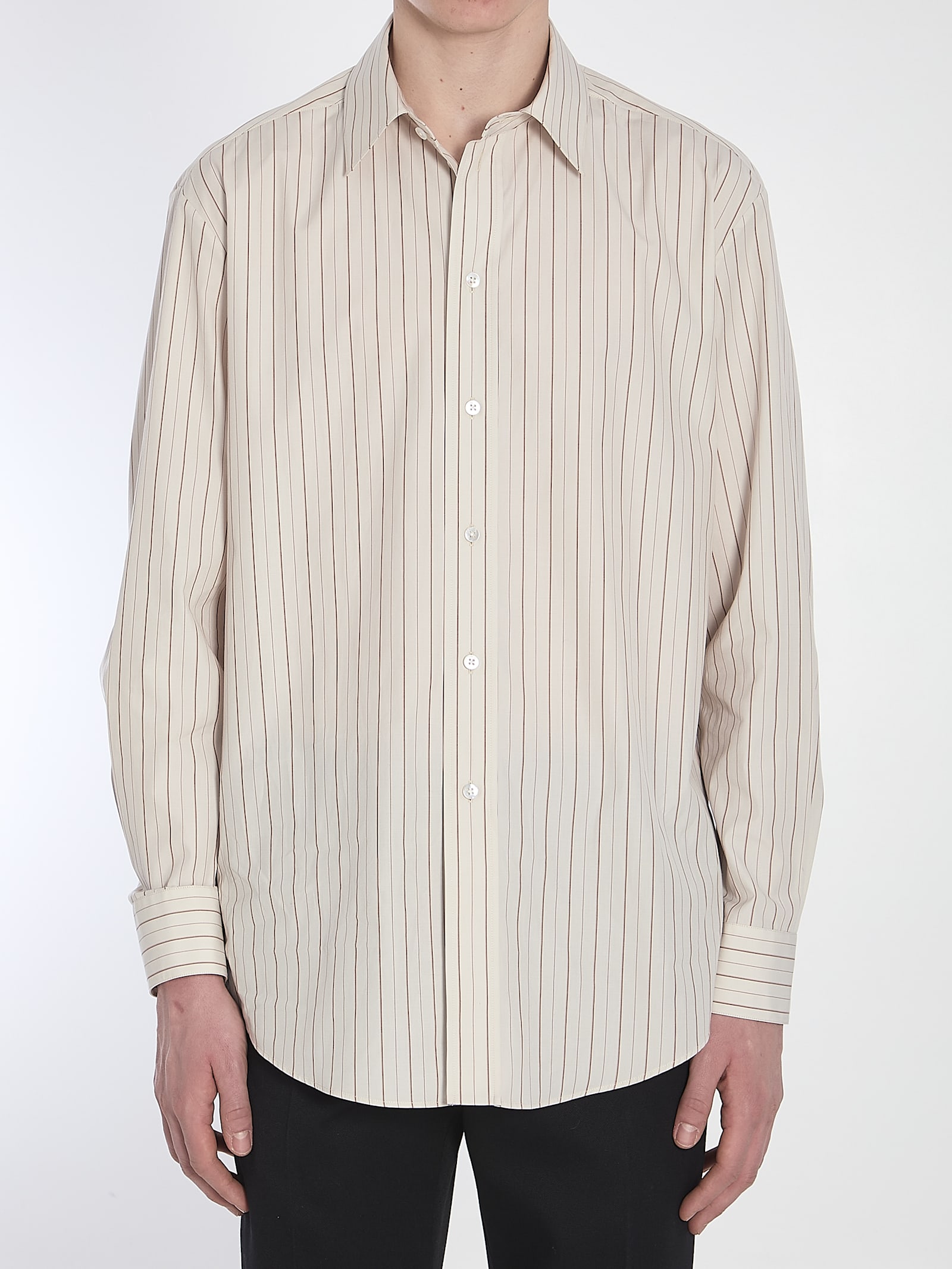 The Row Luigi Striped Shirt In White