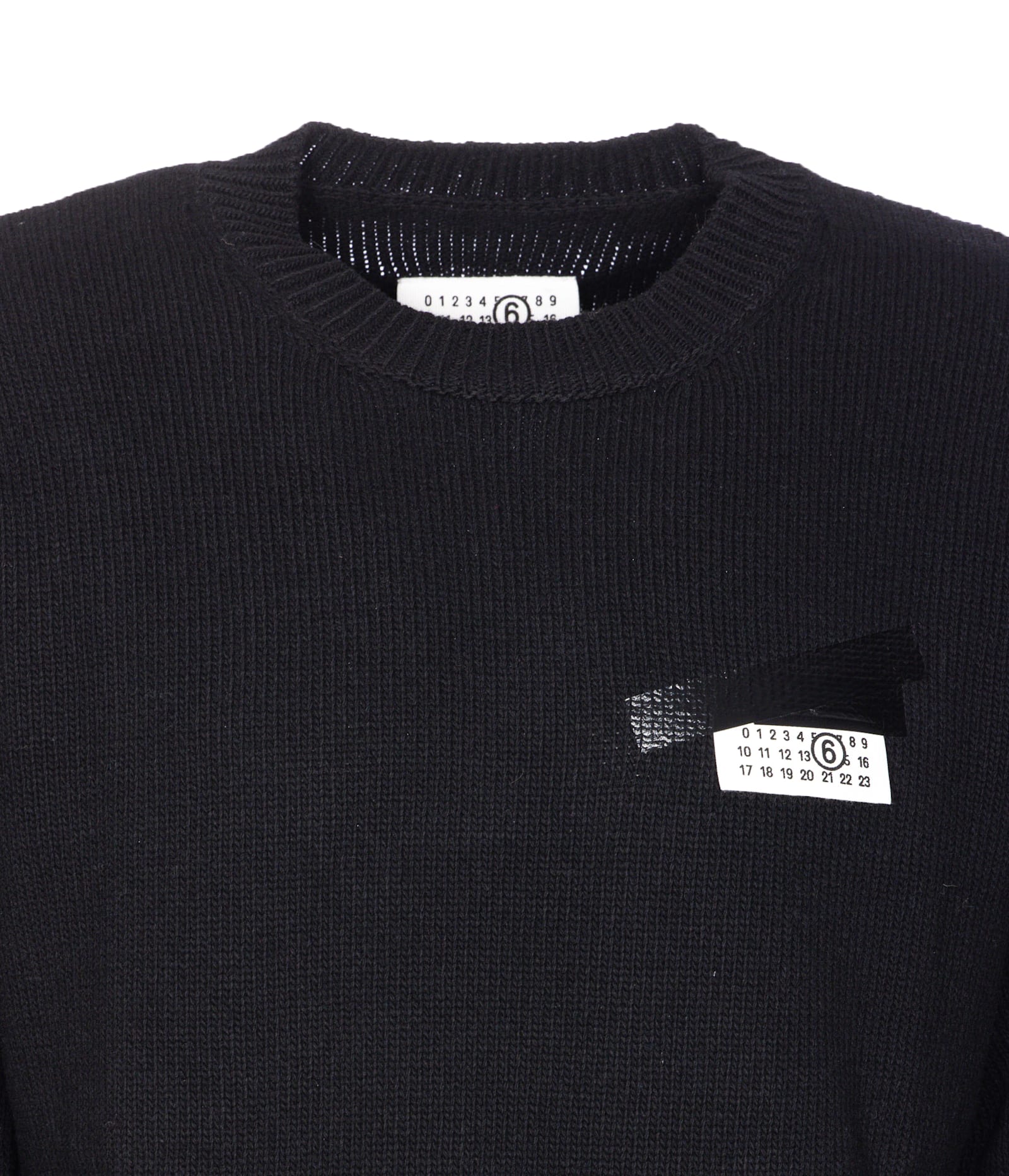 Mm6 Maison Margiela Mm6 By Maison Margiela Wool Taped Label Crewneck Sweater In Black