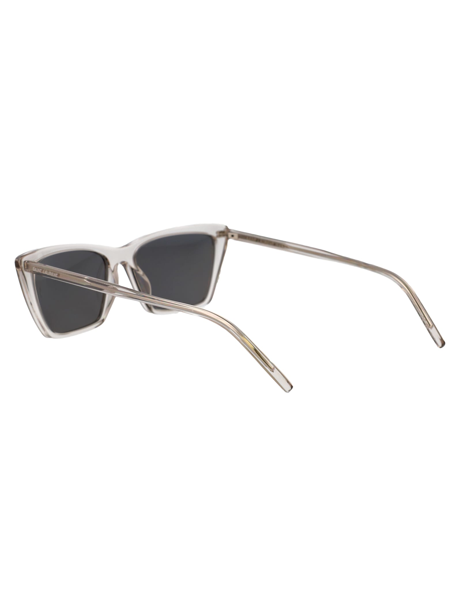 Saint Laurent Sl 737 Mica Thin Sunglasses In Beige-beige-silver