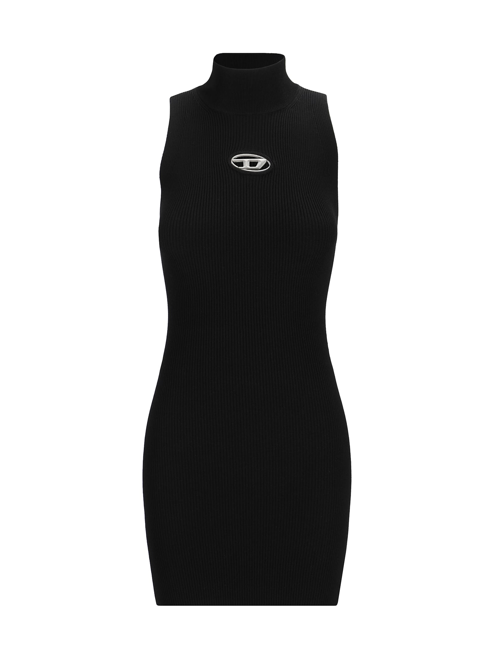 Diesel M-onervax Knitted Turtleneck Dress In Black