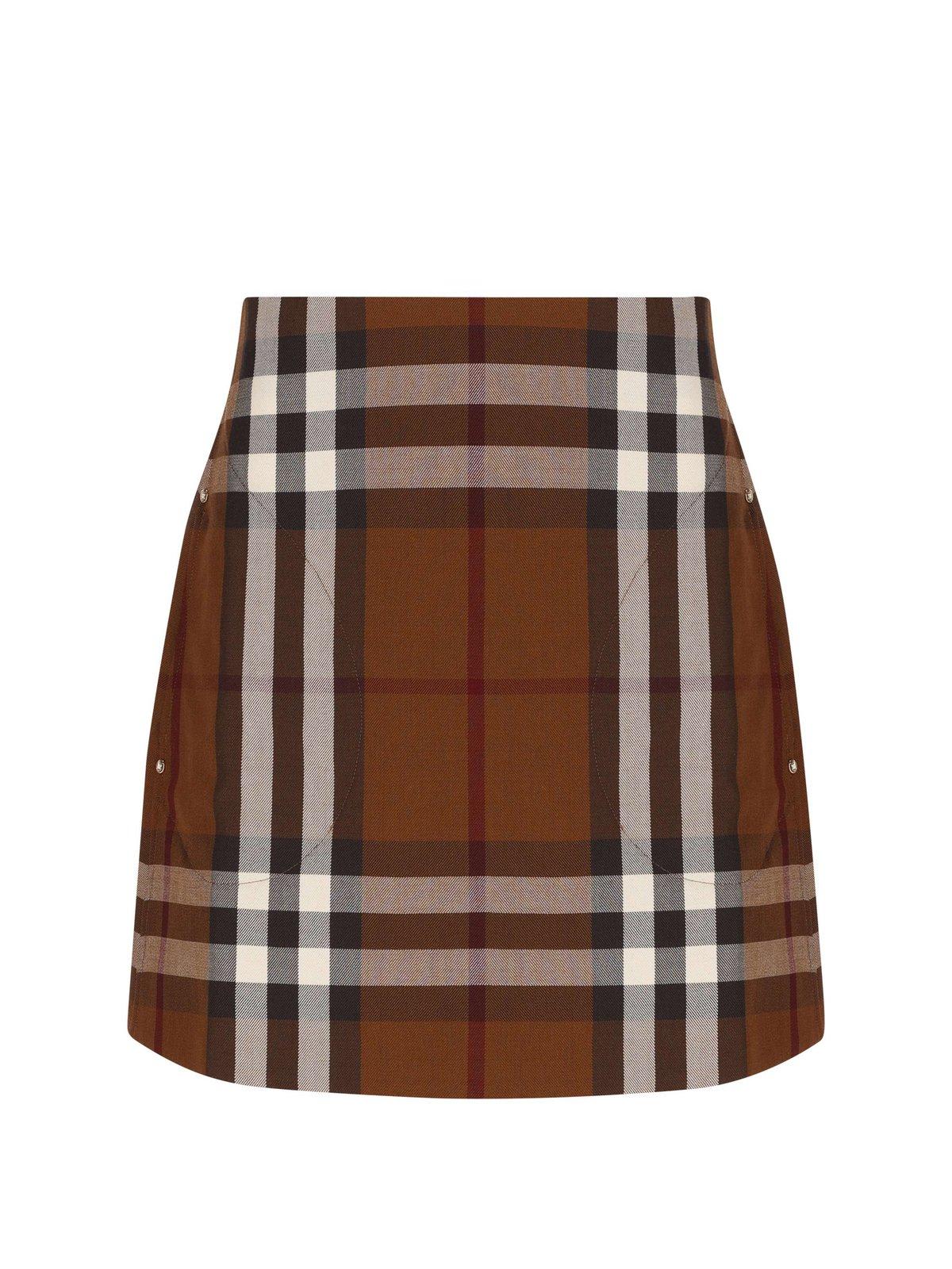 Burberry Check Jacquard Mini Skirt In Brown