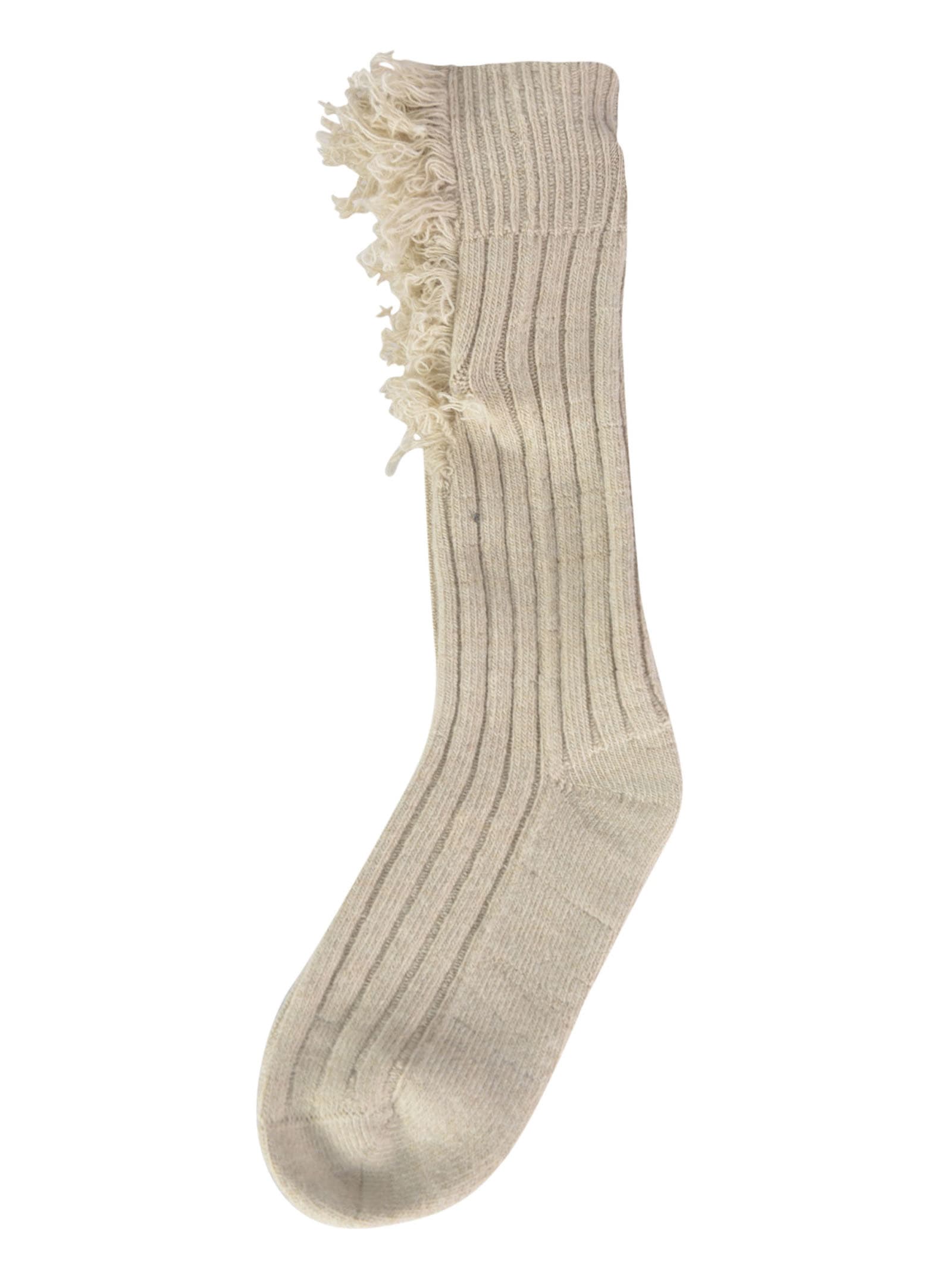 Maison Margiela Distressed Detail Socks In Beige | ModeSens