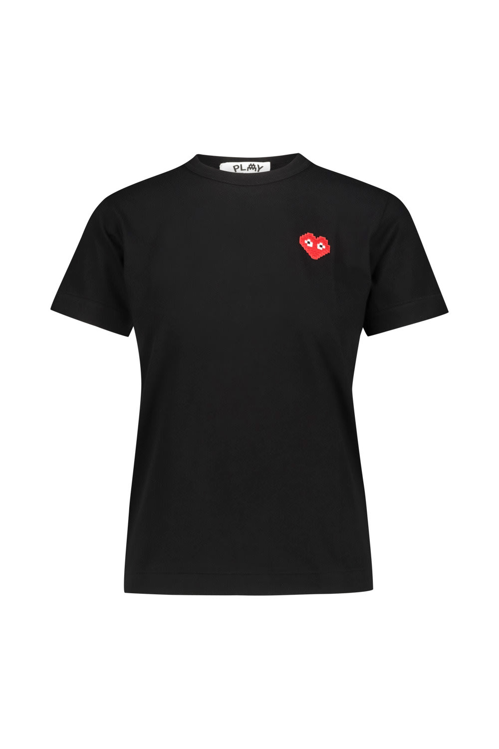 Shop Comme Des Garçons Play T-shirt With Red Pixelated Heart In Blk