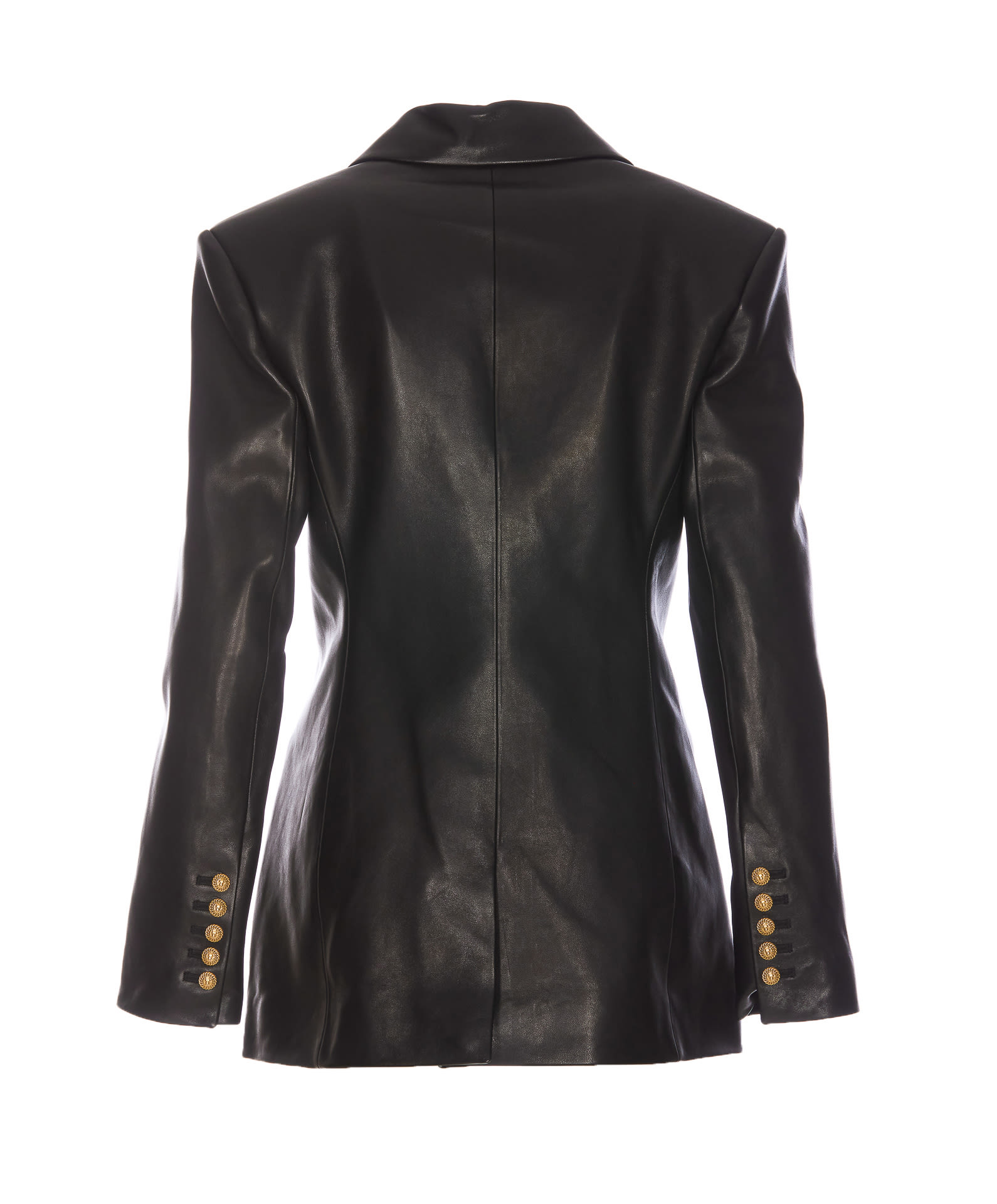 Shop Balmain 2-button Leather Blazer In Black