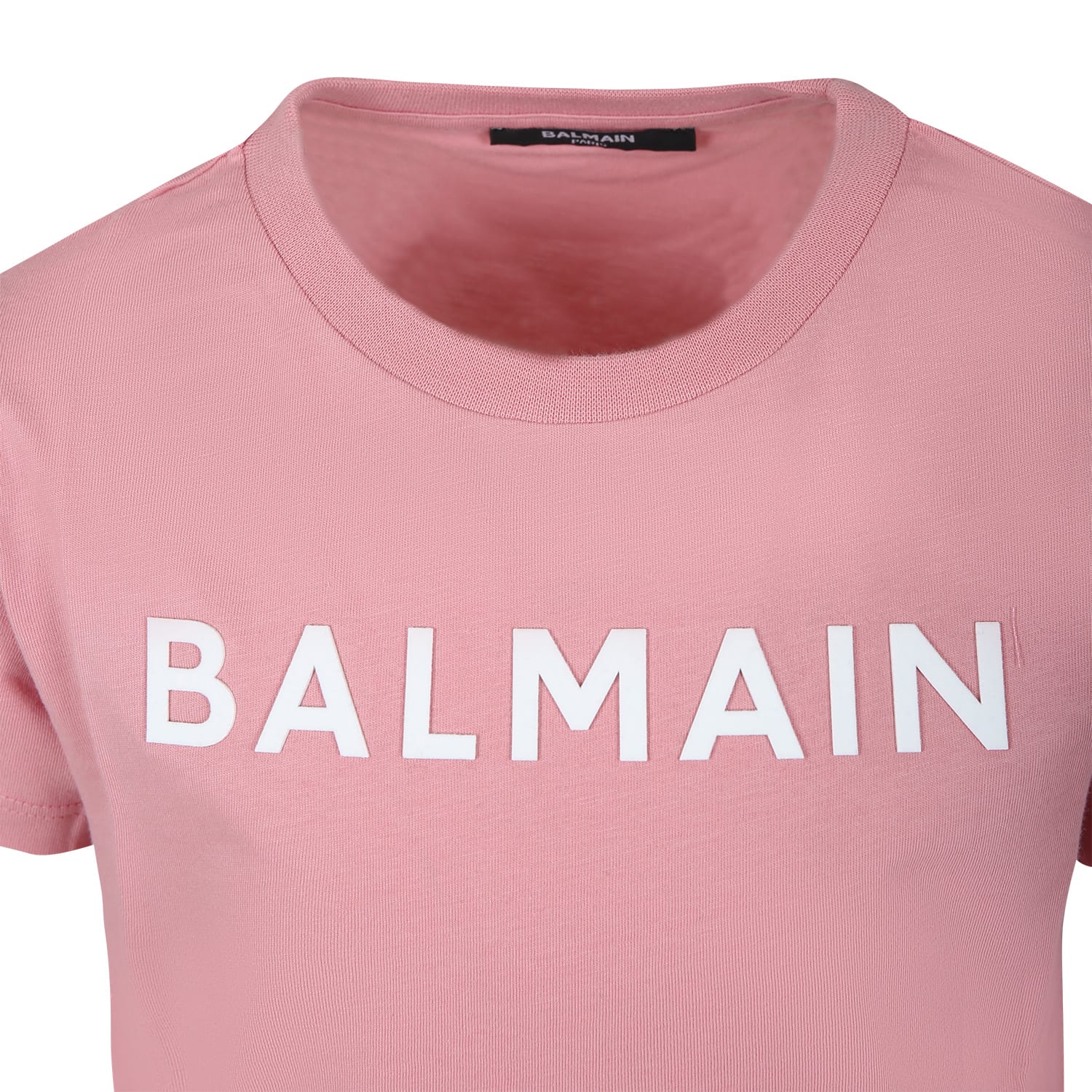 Balmain Pink T-shirt For Girl With Logo In Pink