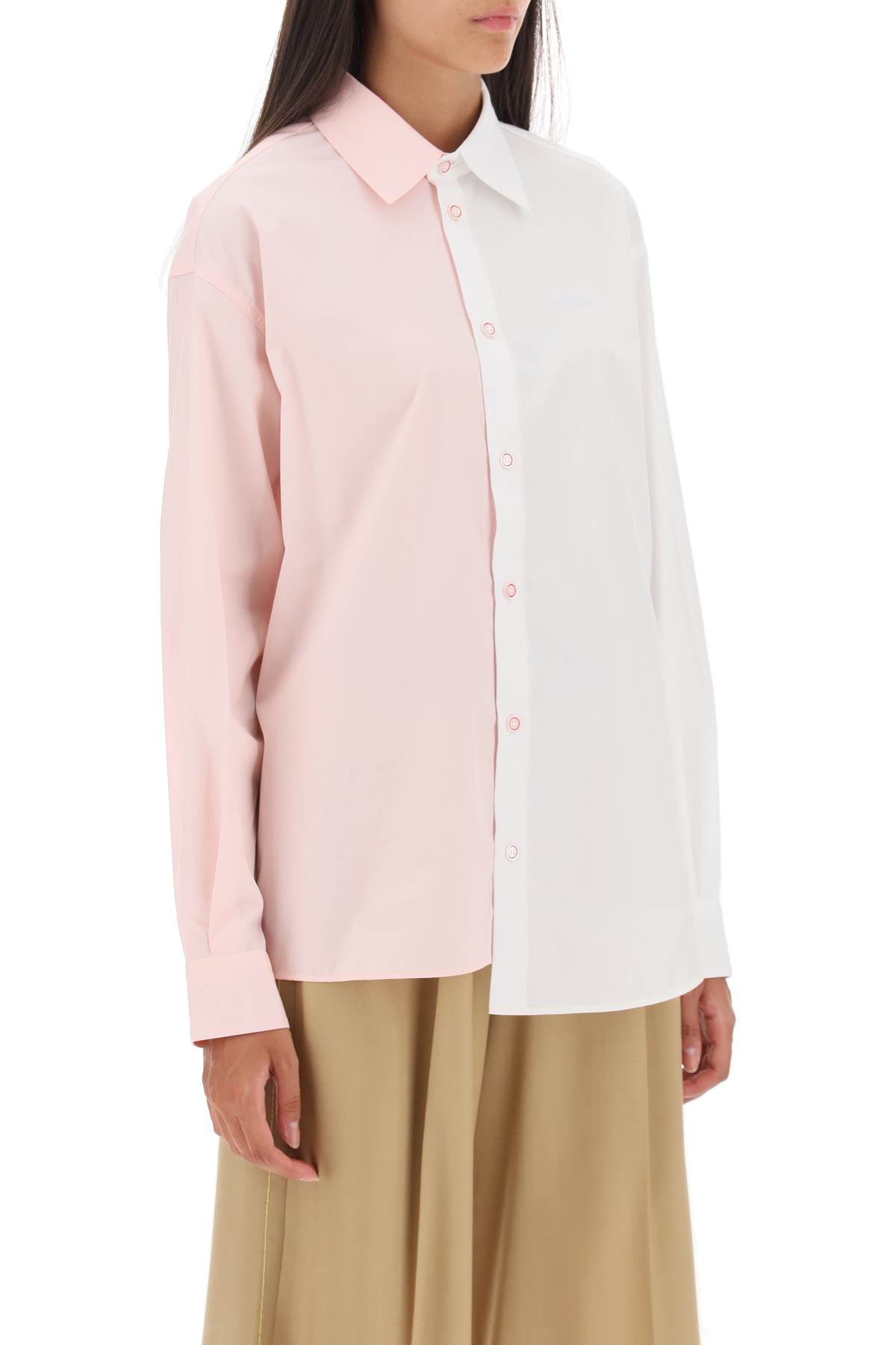 Shop Marni Asymmetrical Two-tone Shirt In Lily White (white)