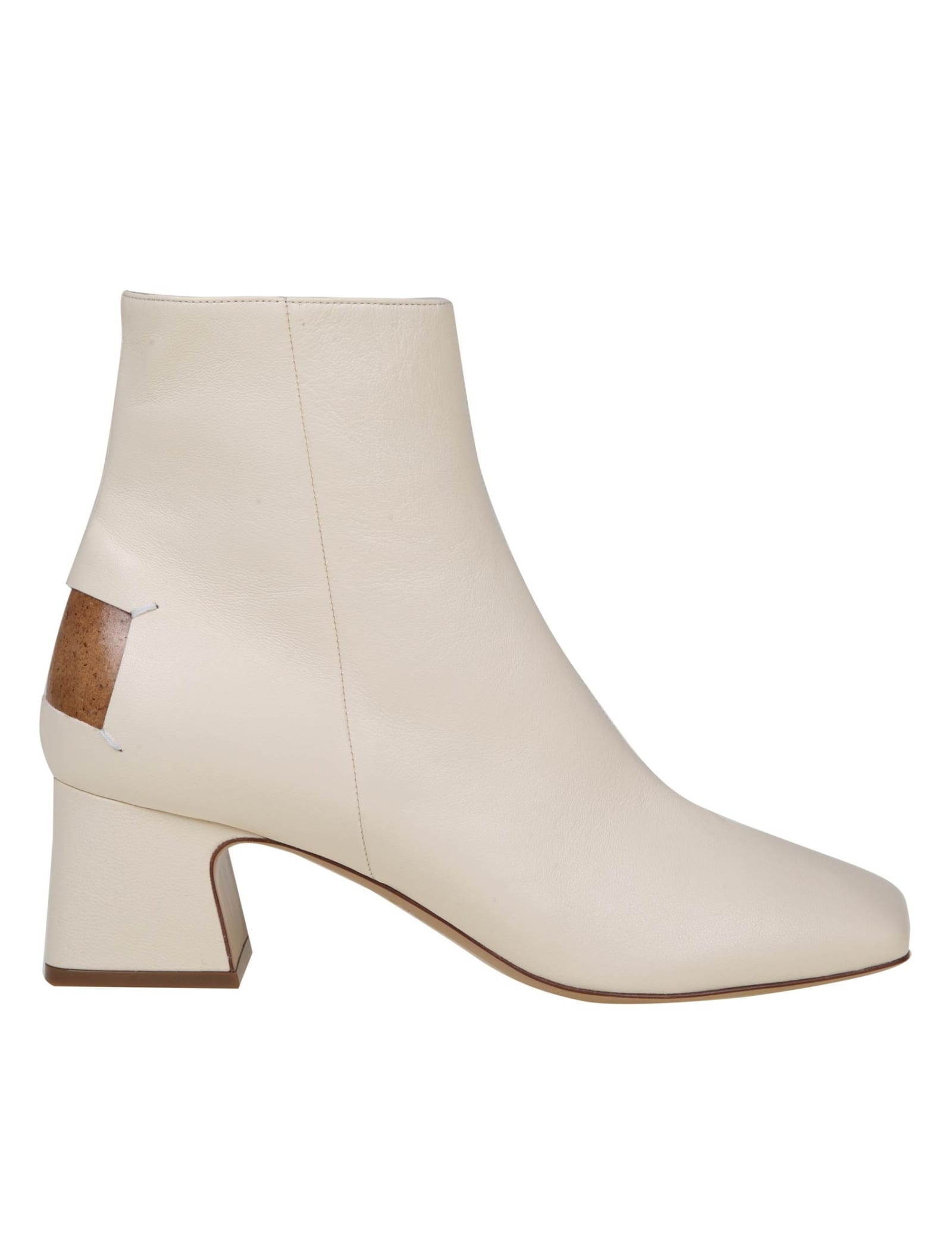 MAISON MARGIELA ANKLE BOOT FOUR STITCHES IN CREAM COLOR LEATHER