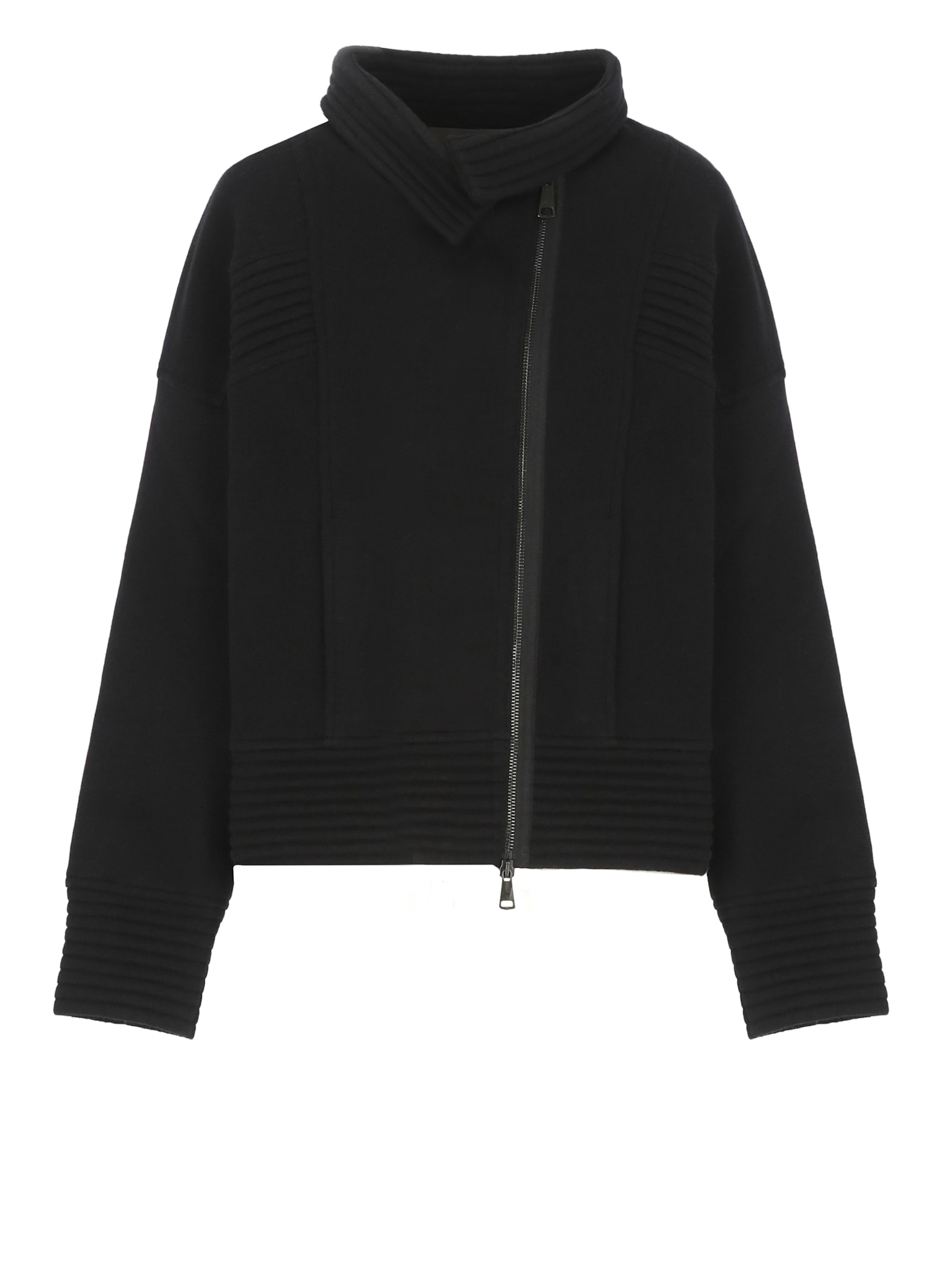 D Exterior Wool Jacket In Black