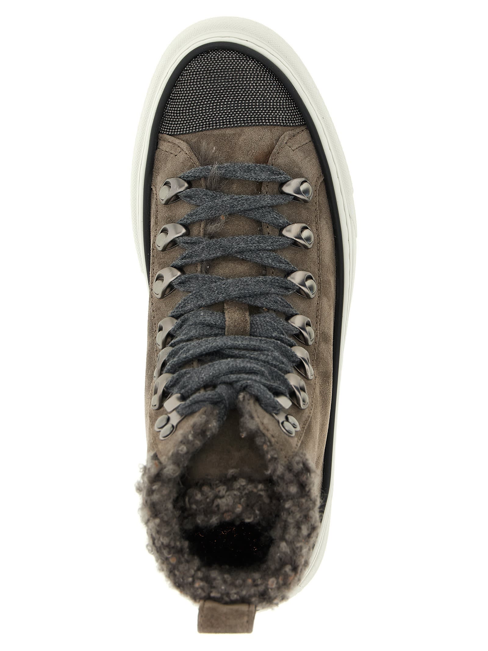 Brunello Cucinelli Precious Toe Sneakers In Gray
