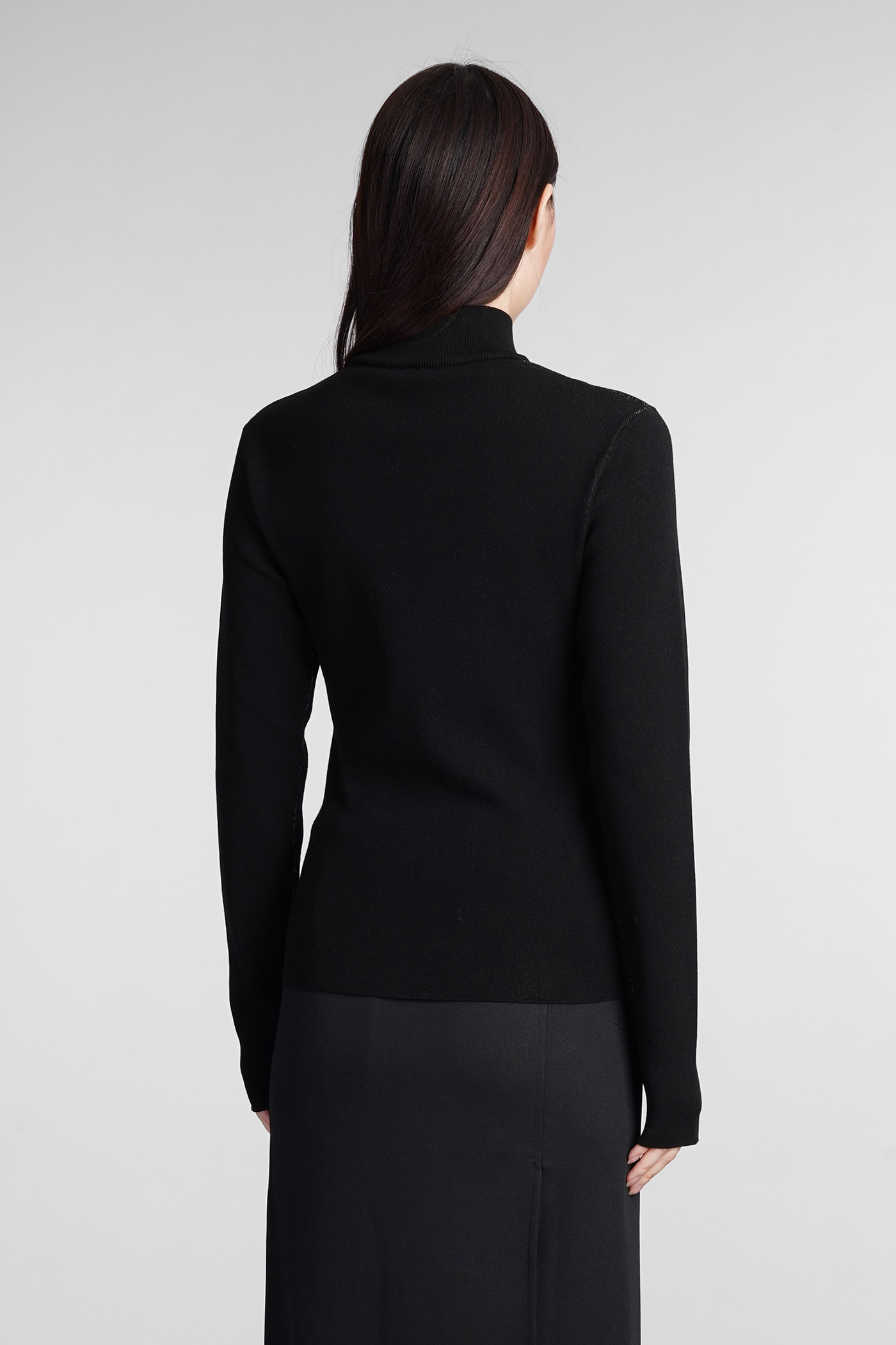 Courrèges Logo Intarsia Knit Viscose Blend Sweater In Black/heritage White
