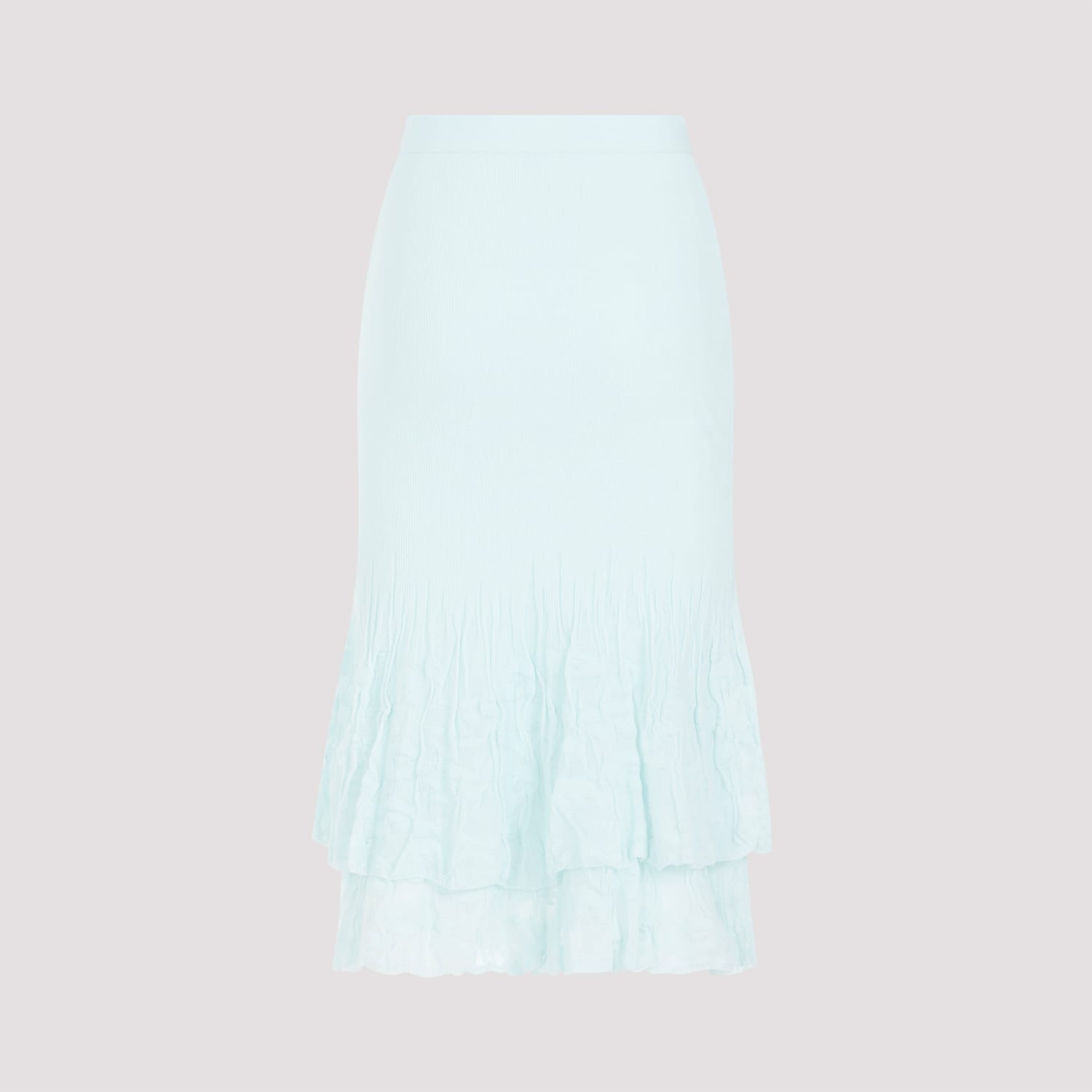 Shop Bottega Veneta Cotton Midi Skirt In Pale Turquoise