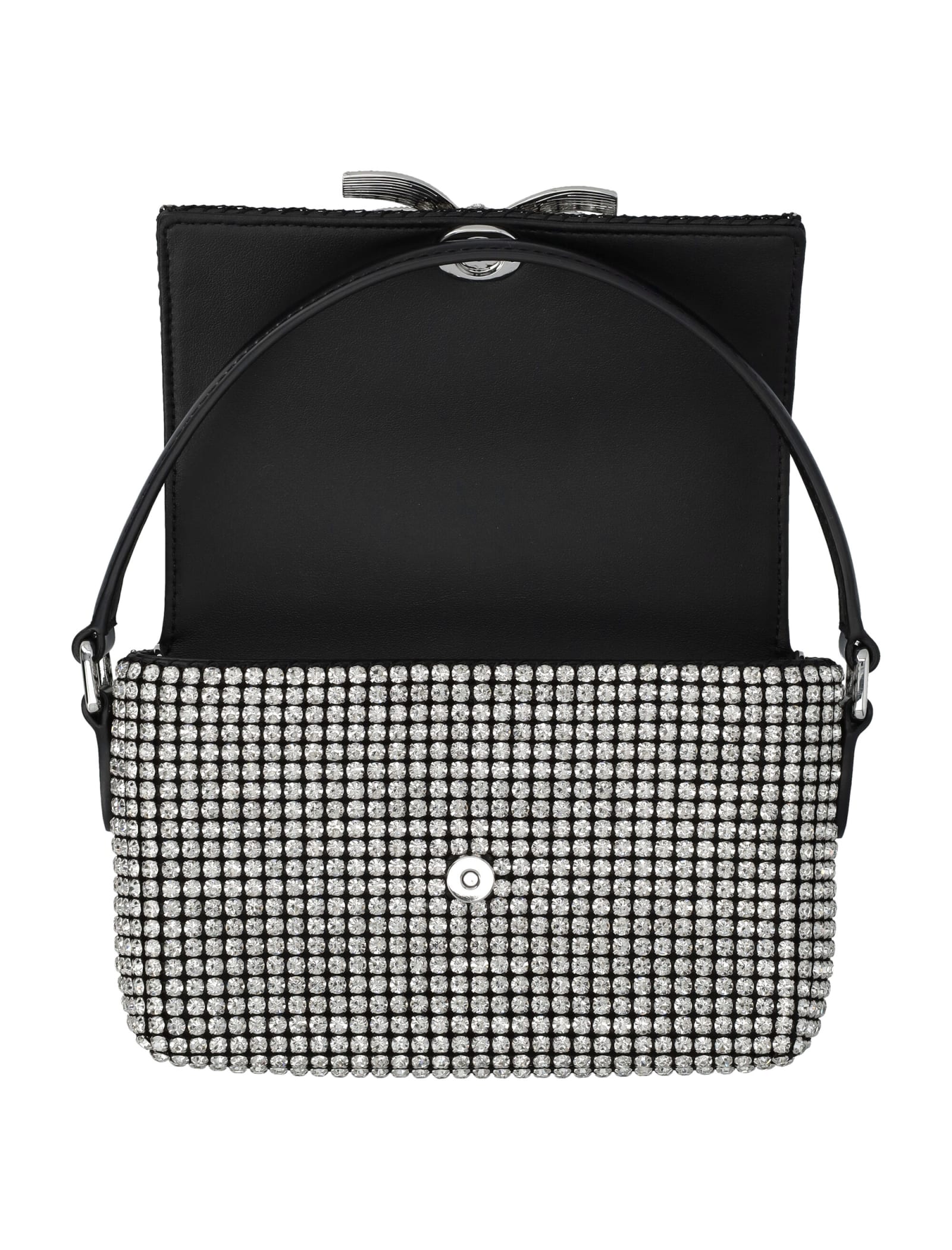 Shop Self-portrait Rhinestone Micro Bag In Silver