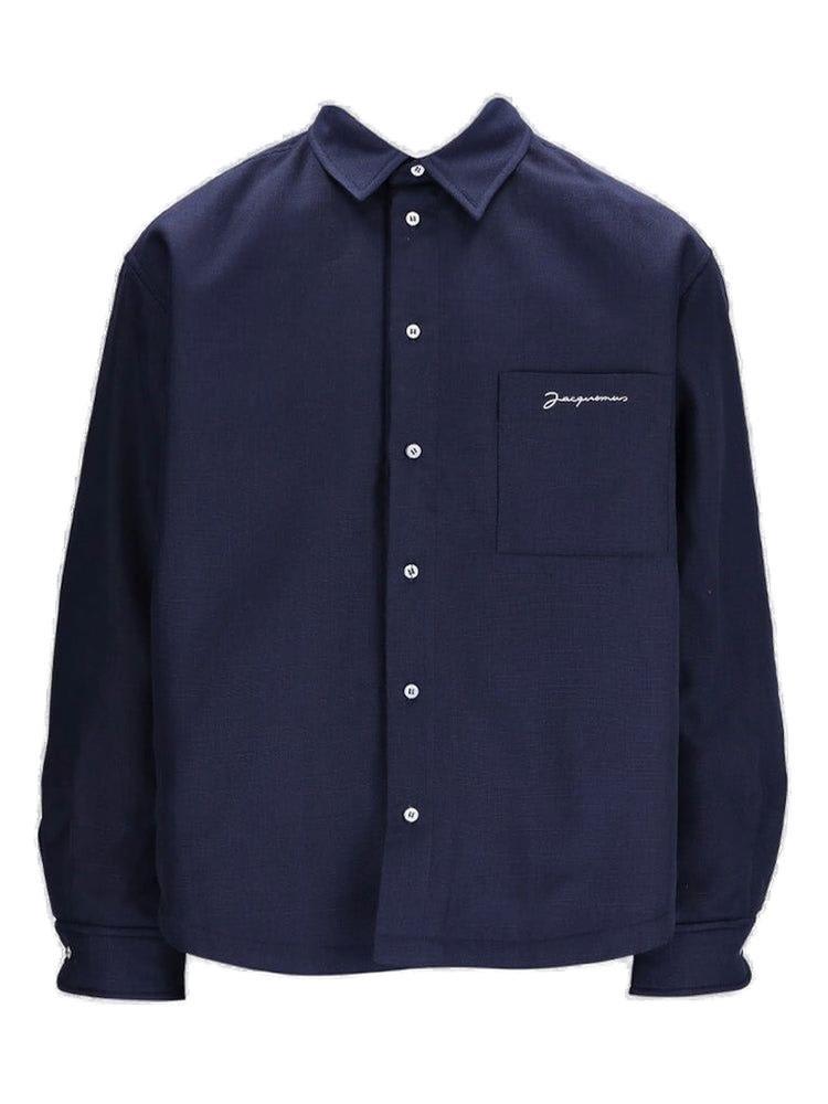 Shop Jacquemus Collared Long-sleeve Shirt In Blue
