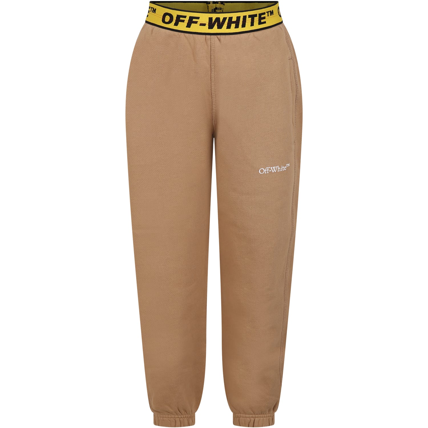 OFF-WHITE BROWN TROUSERS FOR BOY WITH LOGO