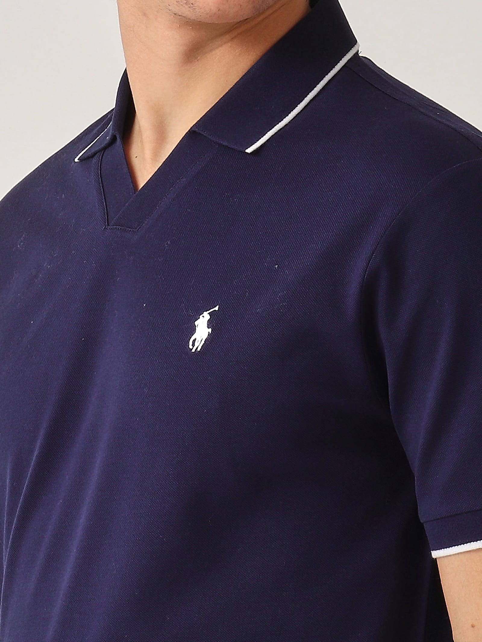 Polo Ralph Lauren Jacquard Mesh Polo Shirt In Blue