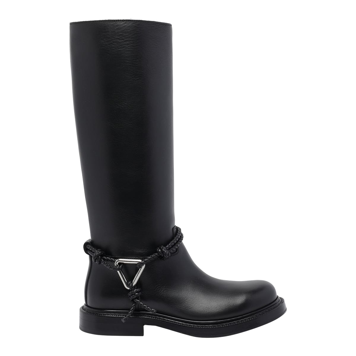 Bottega Veneta James Leather Knee-high Riding Boots In Black