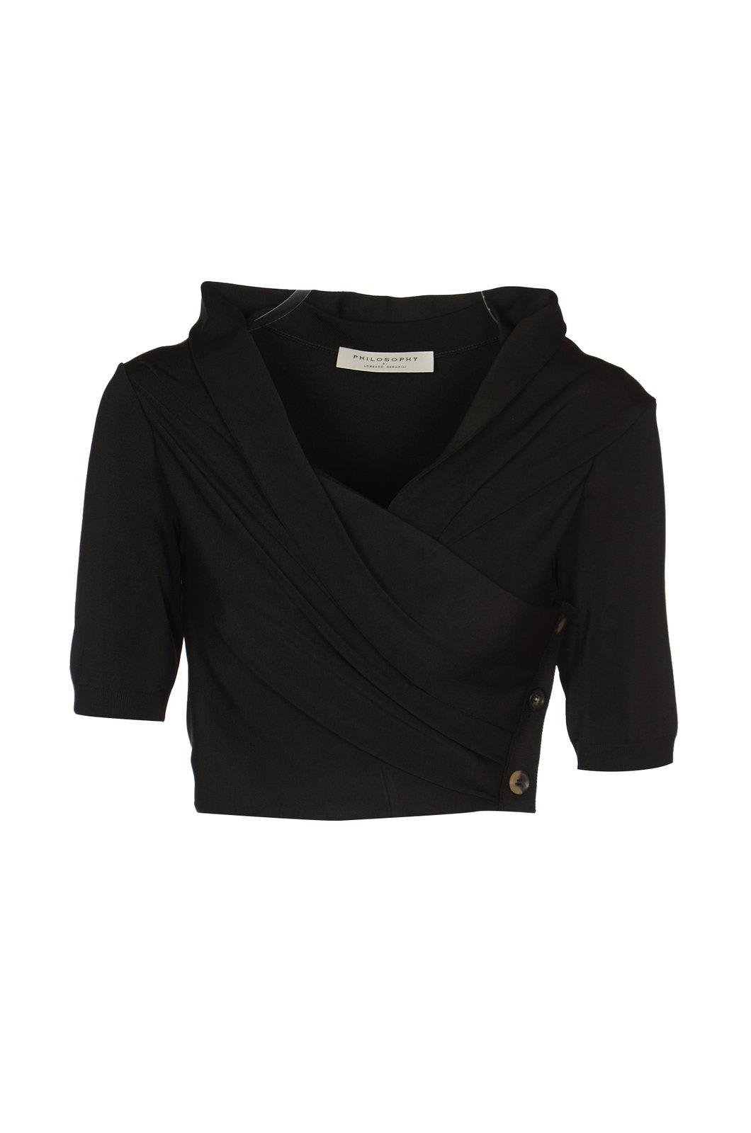 Shop Philosophy Di Lorenzo Serafini Wraparound Copped Sweater In Black