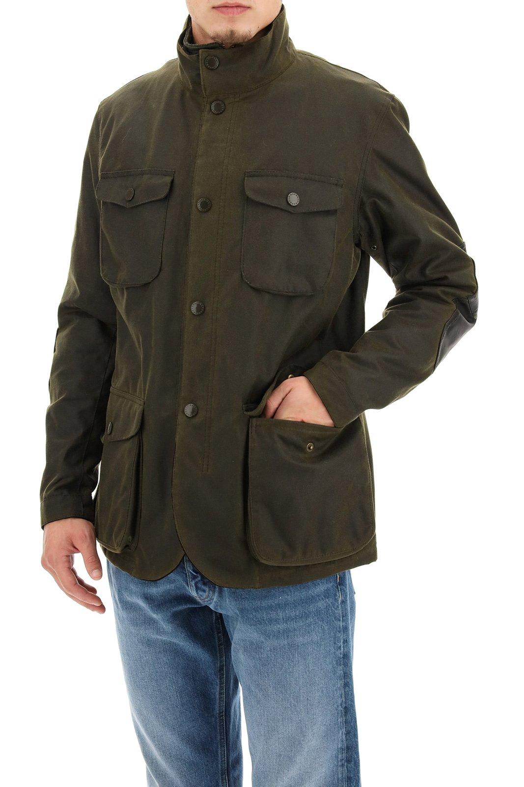 Shop Barbour High-neck Chest Pocket Jacket  In Brown