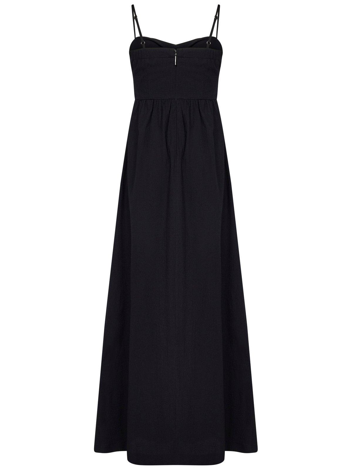 Msgm Fitted Black Dress With Ruching And Flowing Skirt