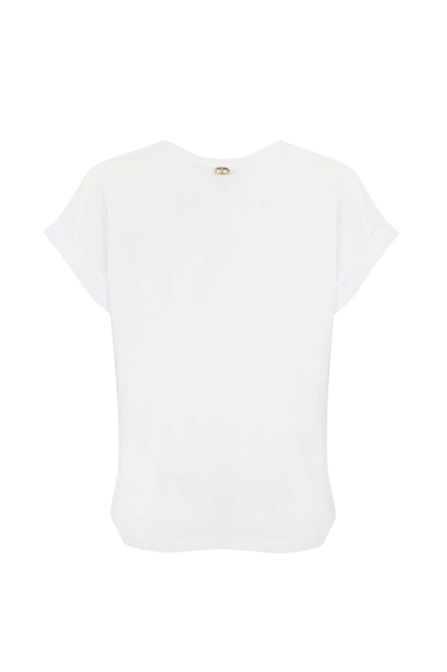 Shop Twinset Cotton T-shirt With Animalier Logo In White